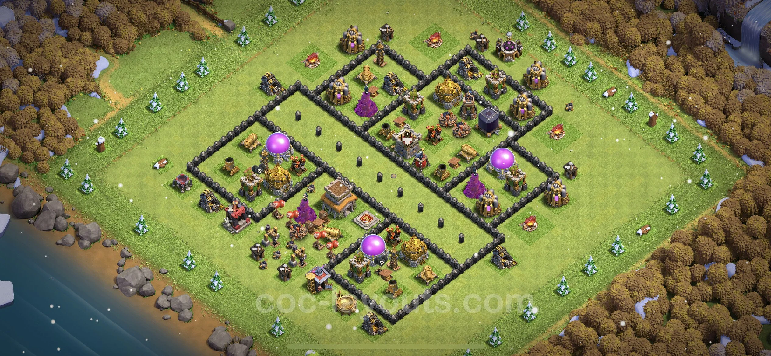 Base TH8 with Link, Anti Everything Max Levels - defence plan / layout / design - Clash of Clans - (#222) — Savunma TH8