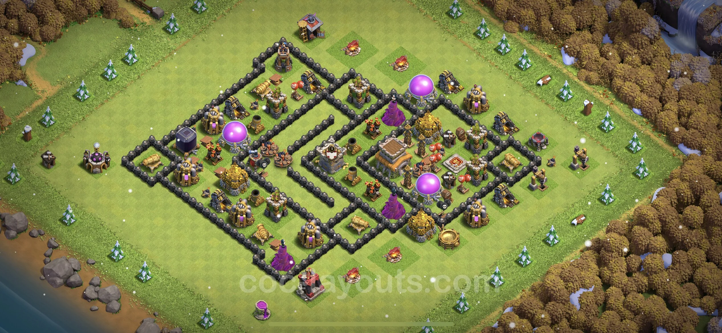 Defense (Trophy) Base TH8 with Link, Anti Air / Dragon - plan / layout / design - Clash of Clans - (#225) — Verdediging TH8