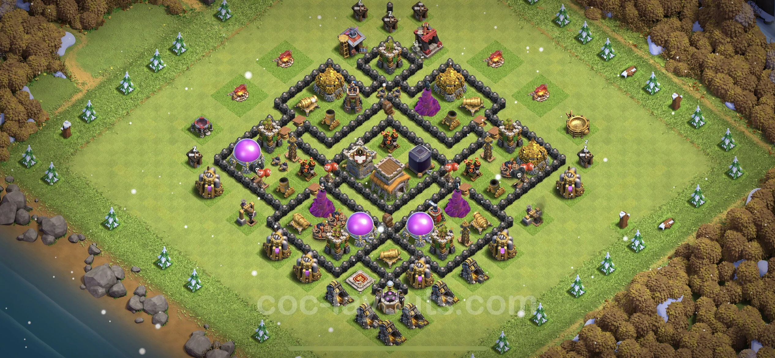 Anti 3 Stars Base TH8 with Link, Anti Everything - best plan / layout / design - Clash of Clans - (#226) — Pertahanan TH8
