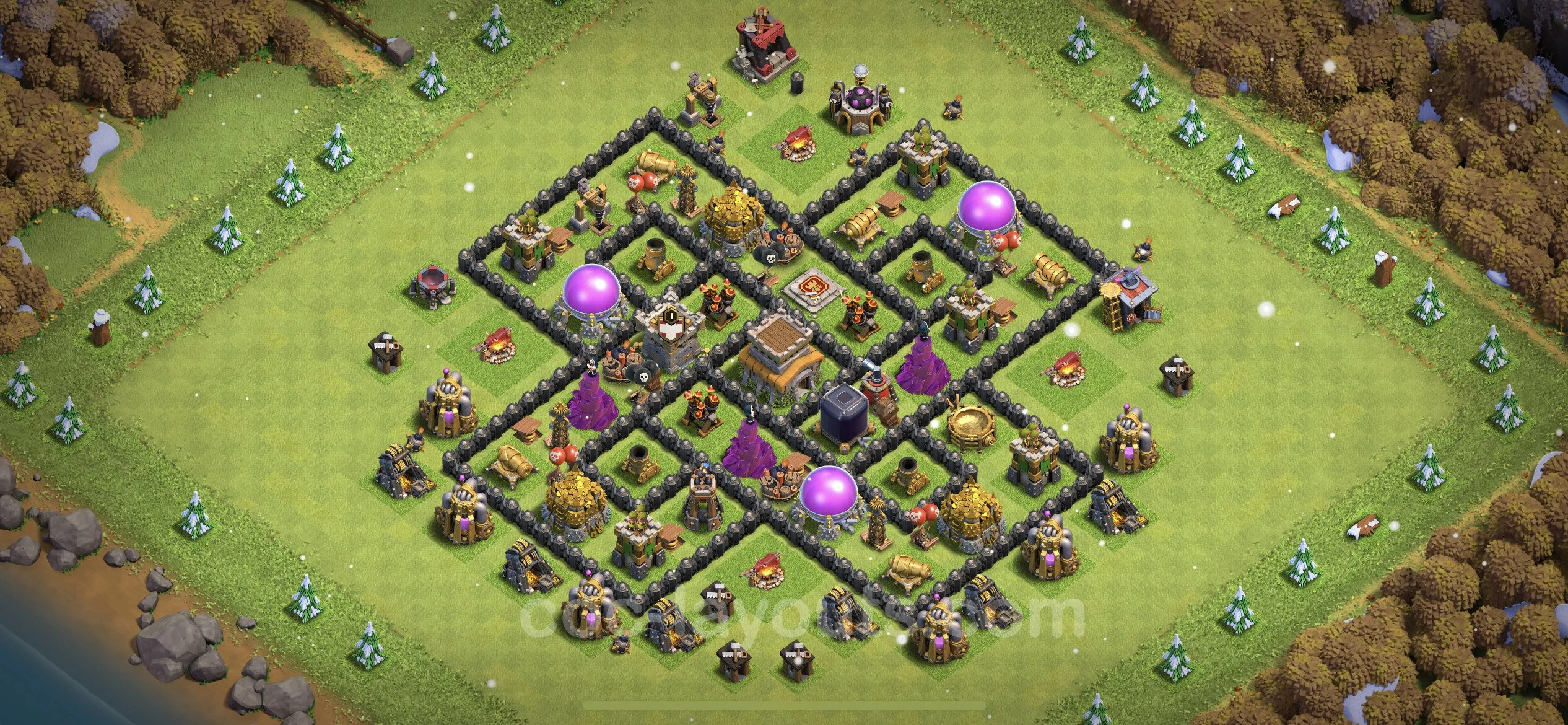 Defense (Trophy) Base TH8 with Link, Anti Everything - plan / layout / design - Clash of Clans - (#227) — Защита TH8