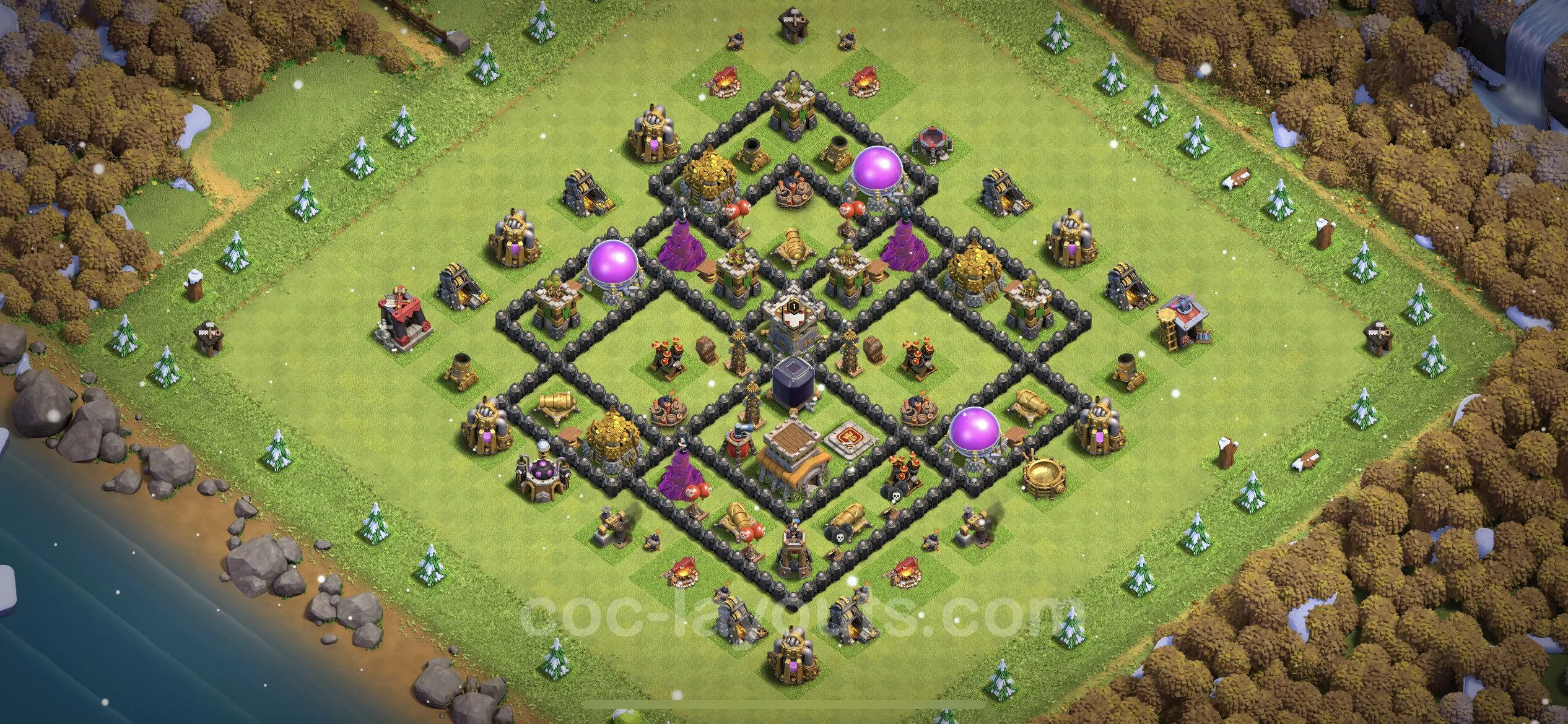 Base TH8 with Link, Anti Everything Max Levels - defence plan / layout / design - Clash of Clans - (#228) — Verdediging TH8