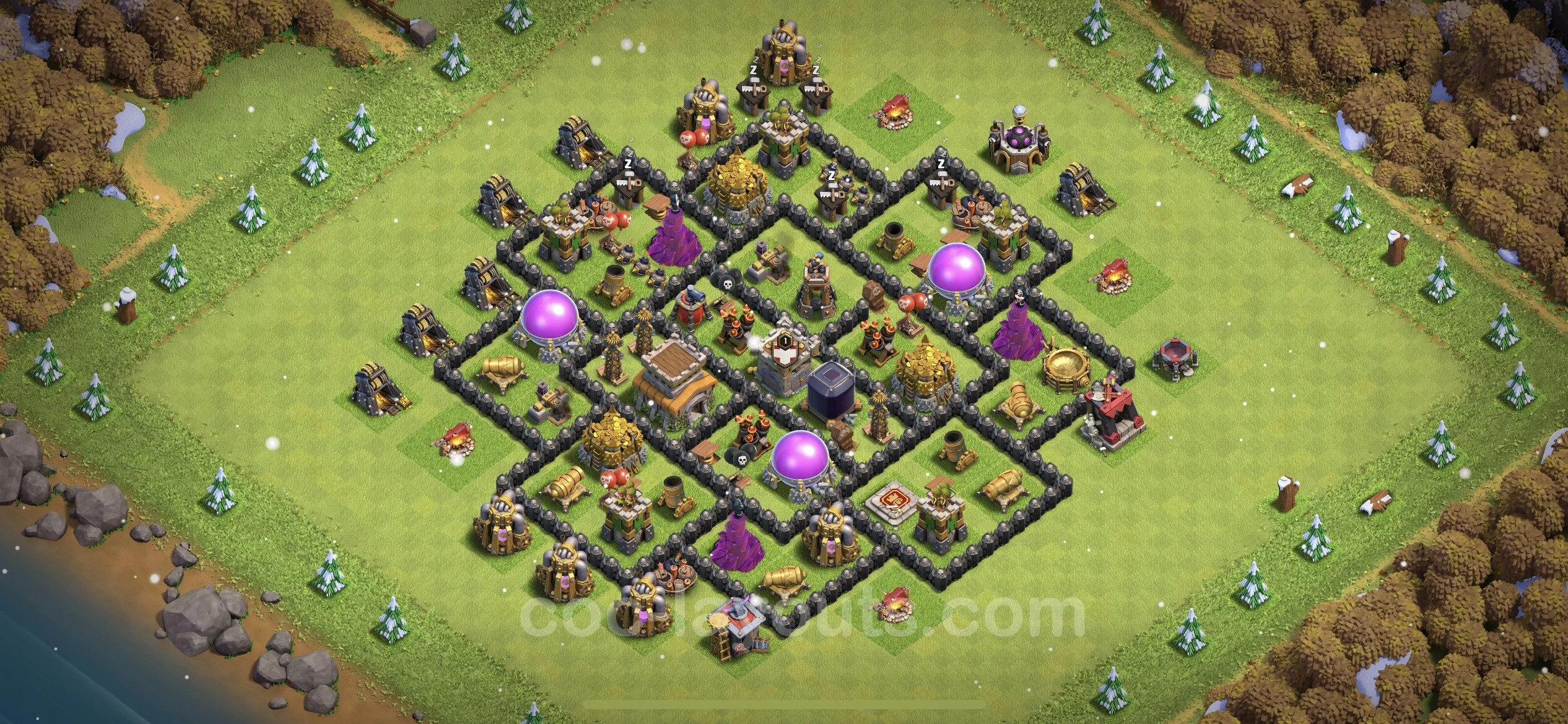 Base TH8 with Link, Anti Air / Dragon Max Levels - defence plan / layout / design - Clash of Clans - (#230) — Défense TH8