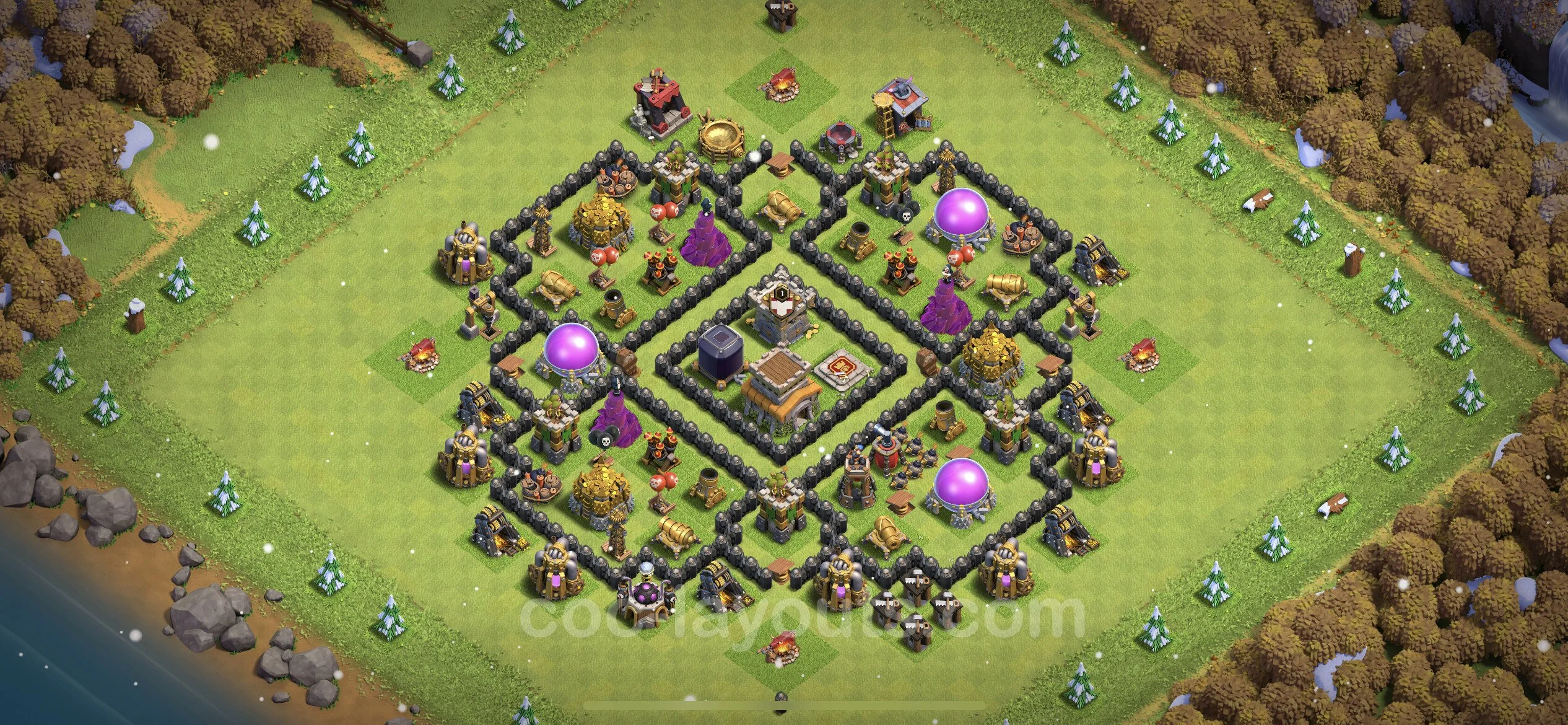 Defense (Trophy) Base TH8 with Link, Anti 2 Stars, Anti Everything - plan / layout / design - Clash of Clans - (#233) — Verteidigung TH8