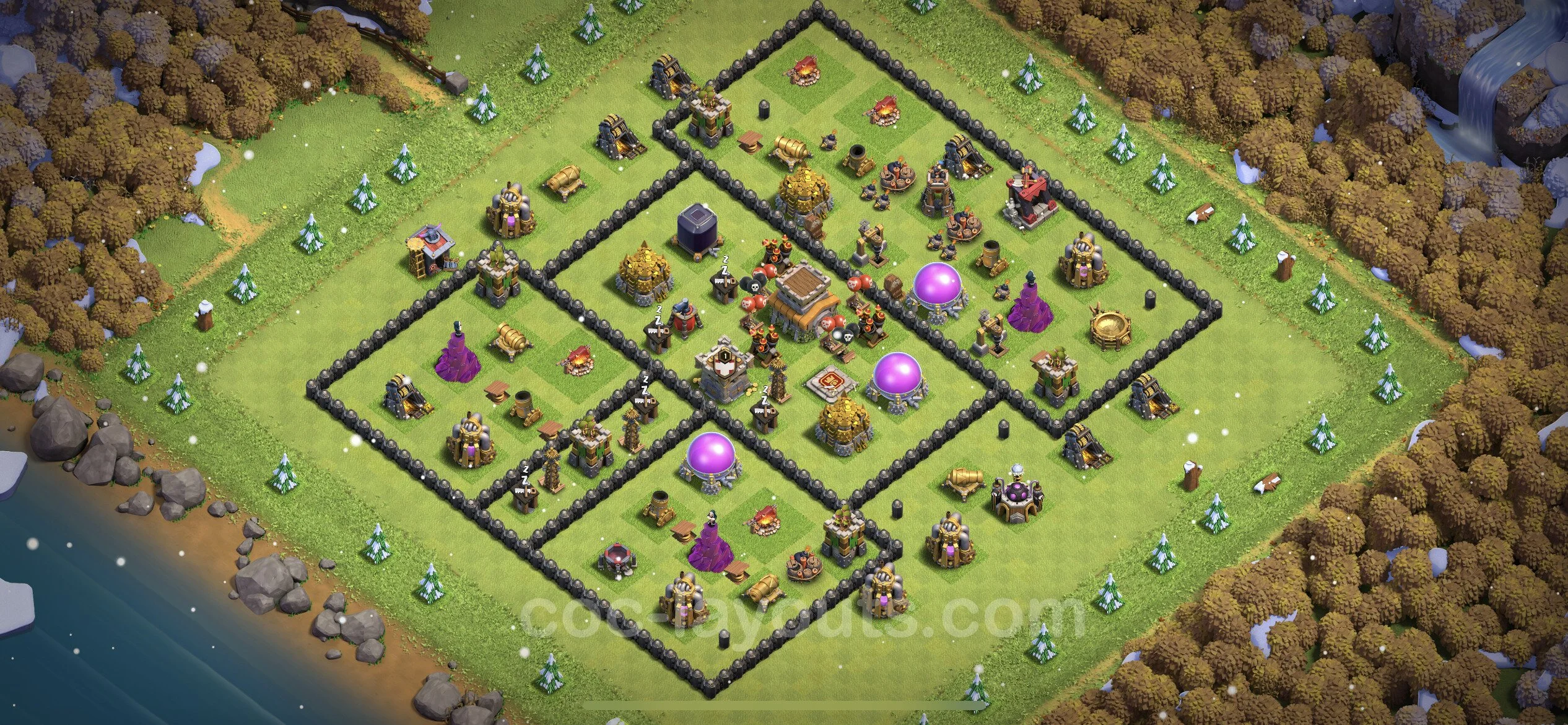 Top Base TH8 with Link, Hybrid - Anti Everything Defence Plan - Clash of Clans - (#234) — Savunma TH8