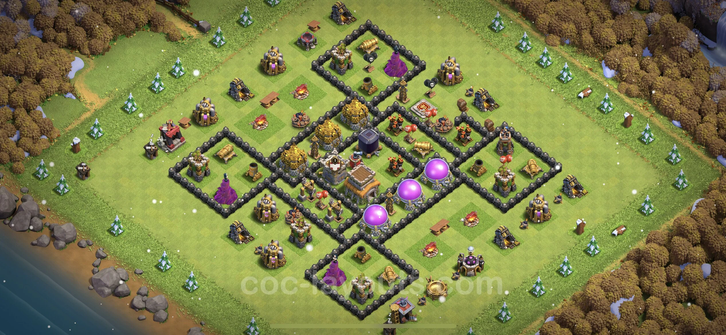 Anti 3 Stars Base TH8 with Link, Hybrid - best plan / layout / design - Clash of Clans - (#238) — Obrona TH8