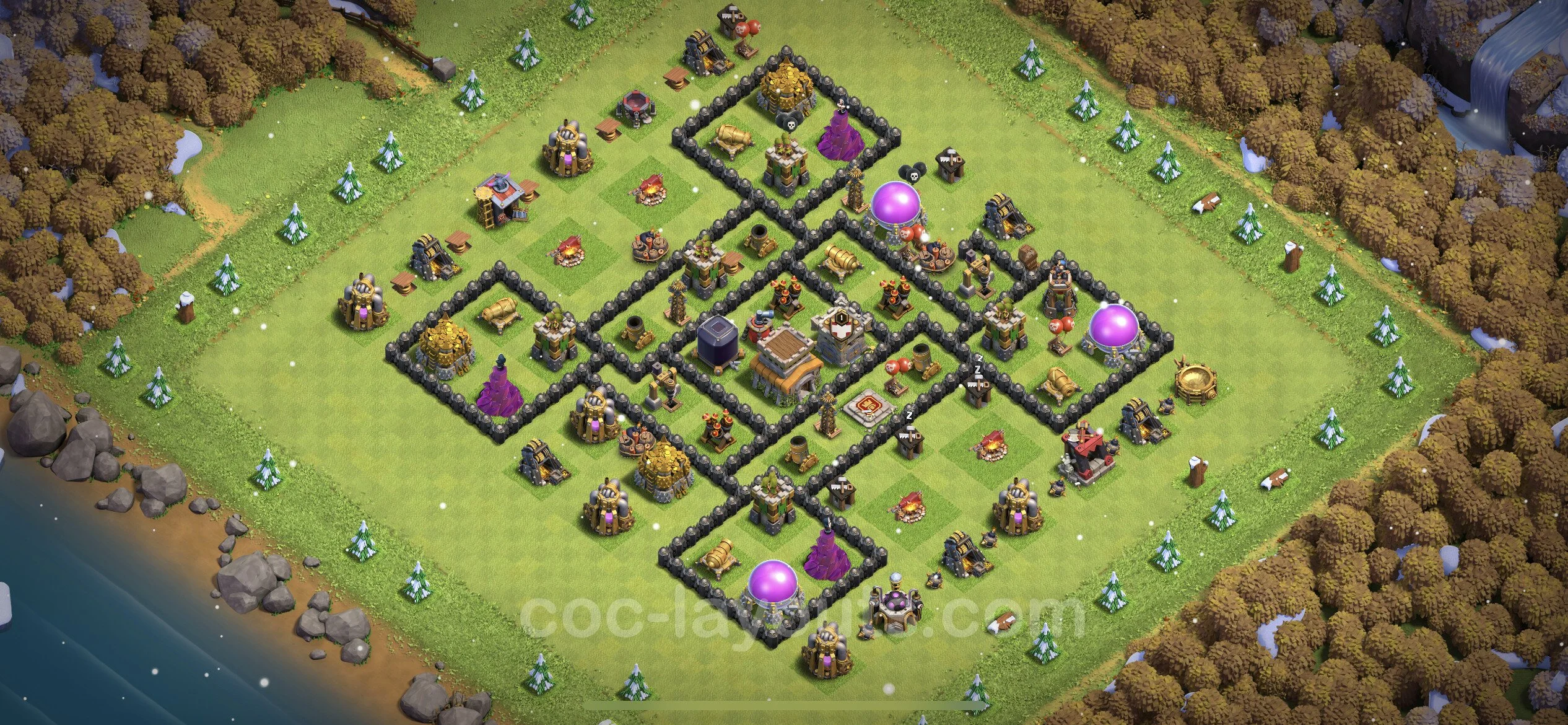 Base TH8 with Link, Anti 3 Stars Max Levels - defence plan / layout / design - Clash of Clans - (#239) — Захист TH8