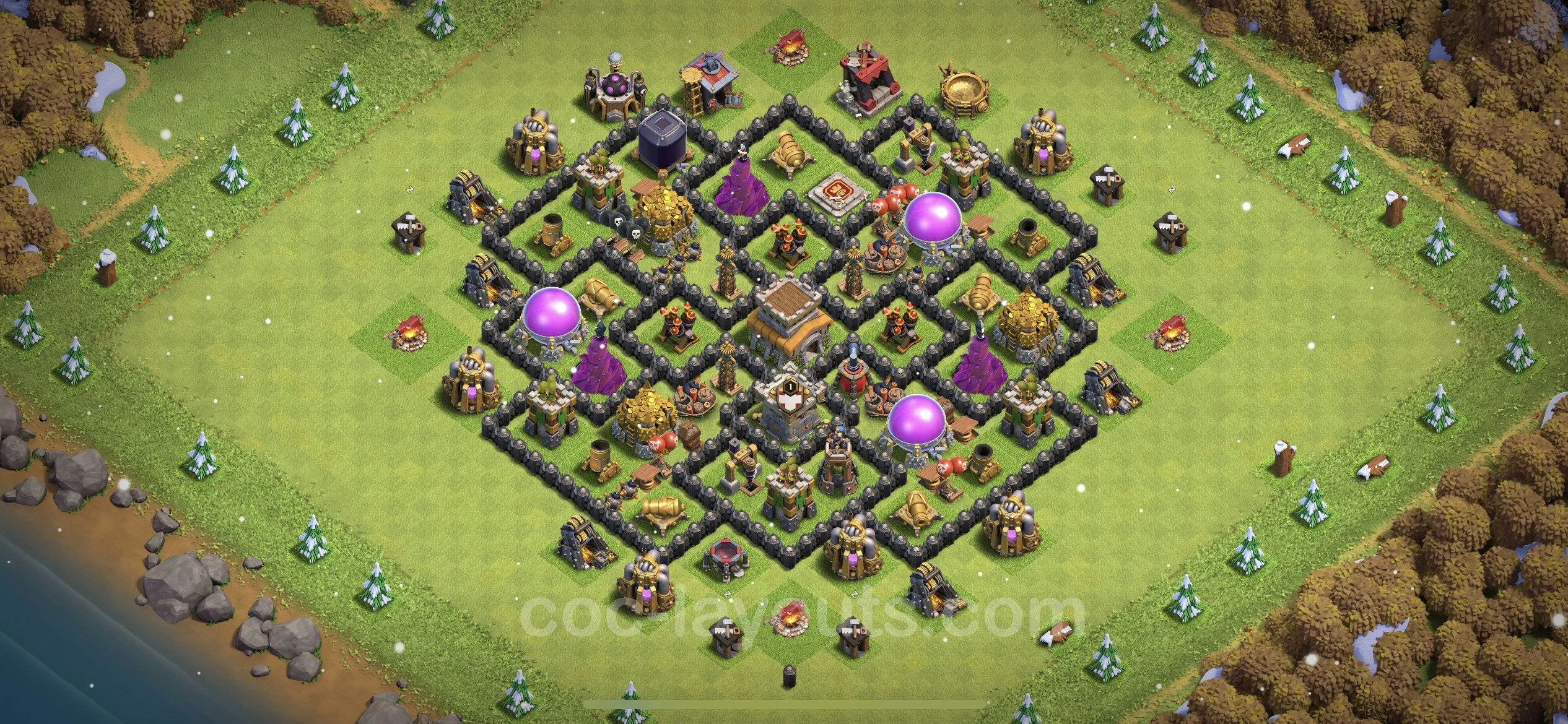 Anti 2 Stars Base TH8 with Link, Anti Air / Dragon - best plan / layout / design - Clash of Clans - (#240) — Obrona TH8