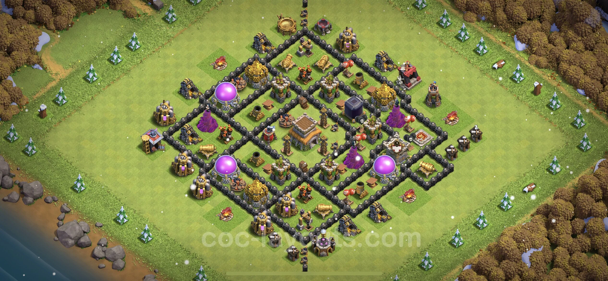 Anti 3 Stars Base TH8 with Link, Hybrid - best plan / layout / design - Clash of Clans - (#241) — Защита TH8