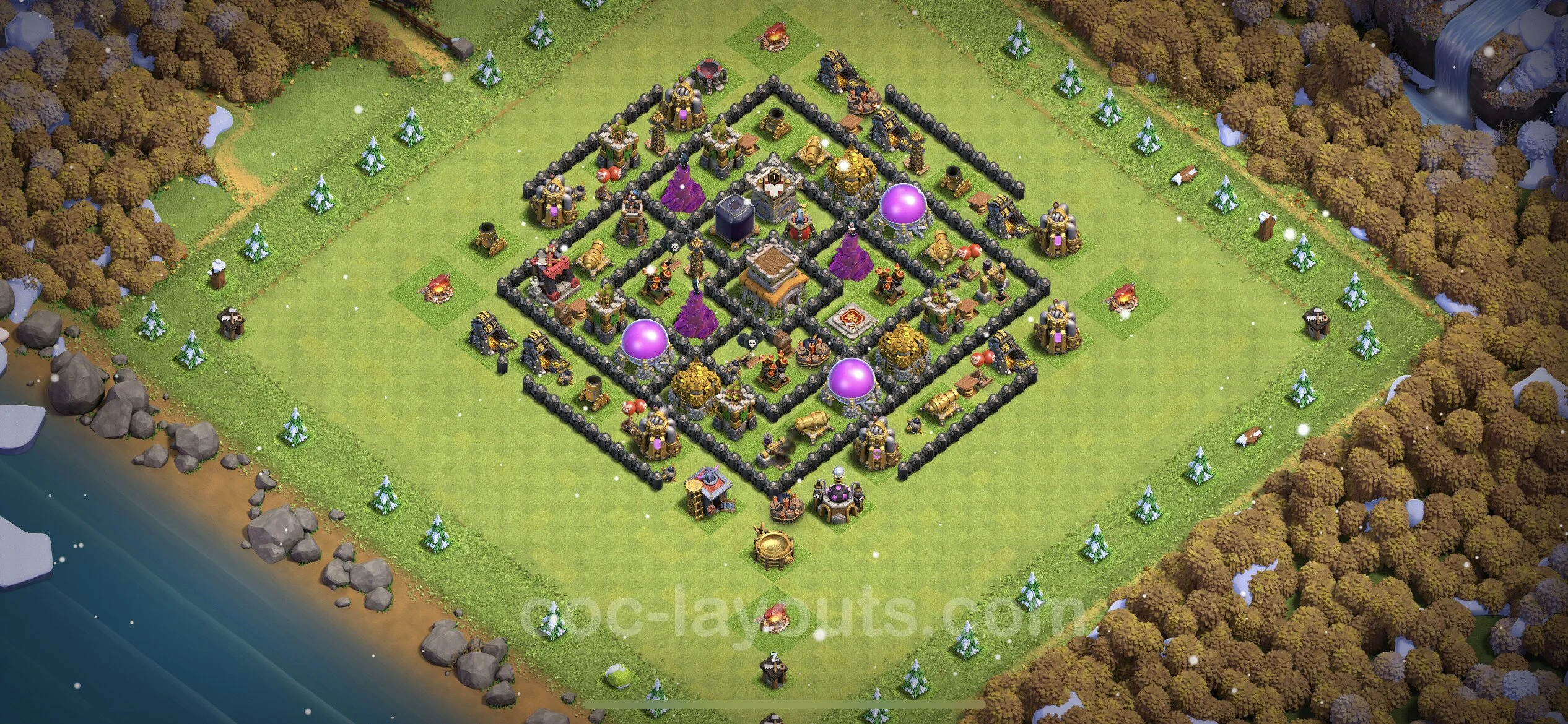 Anti 3 Stars Base TH8 with Link, Anti Everything - best plan / layout / design - Clash of Clans - (#242) — Verdediging TH8