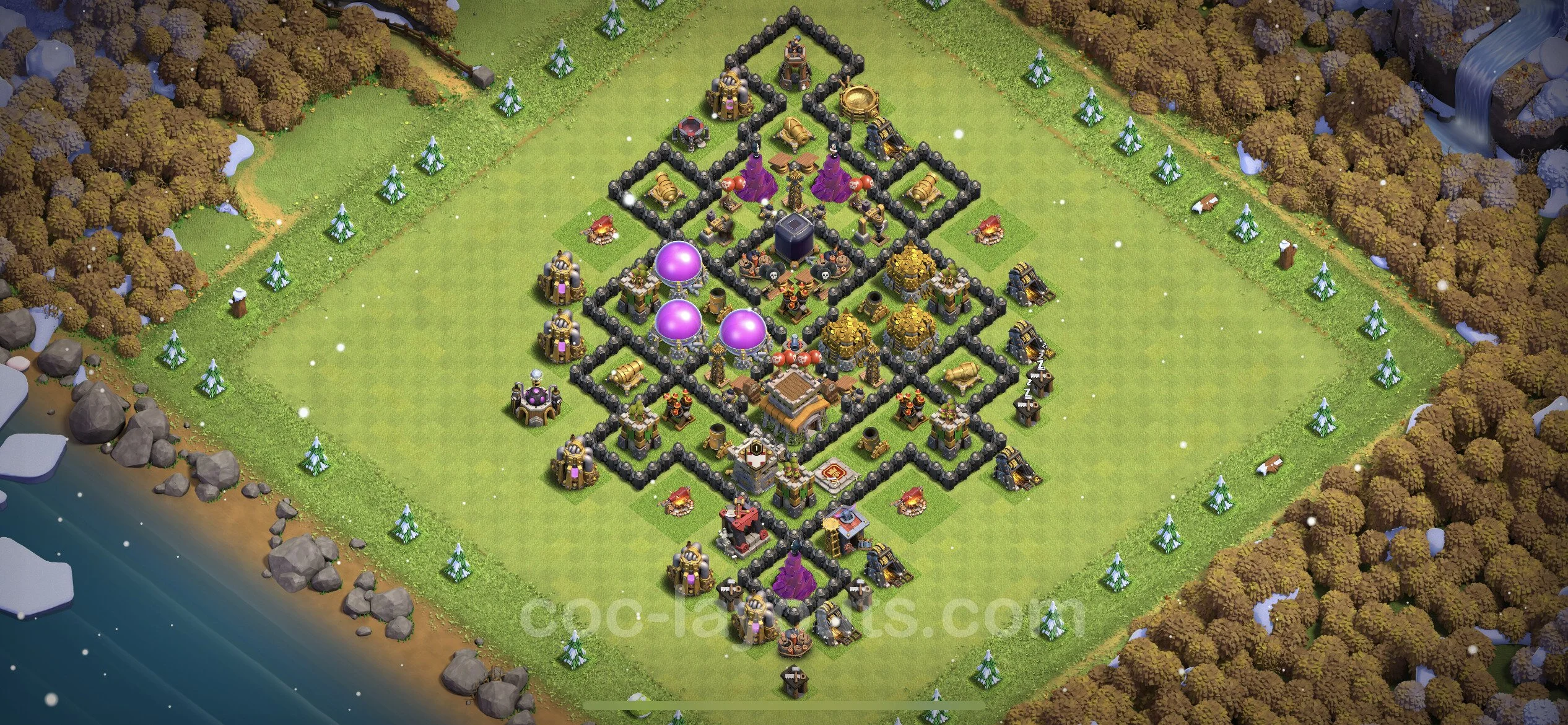 Defense (Trophy) Base TH8 with Link, Anti Everything, Hybrid - plan / layout / design - Clash of Clans - (#245) — Захист TH8