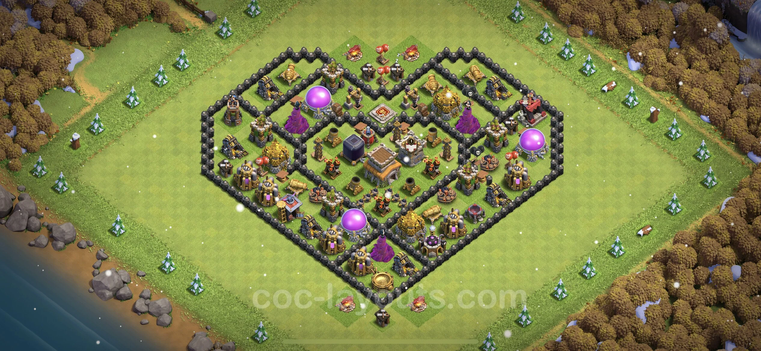 Base TH8 with Link, Anti 2 Stars - Anti Dragon Defence Plan / Anti Air - Clash of Clans - (#251) — Difesa TH8