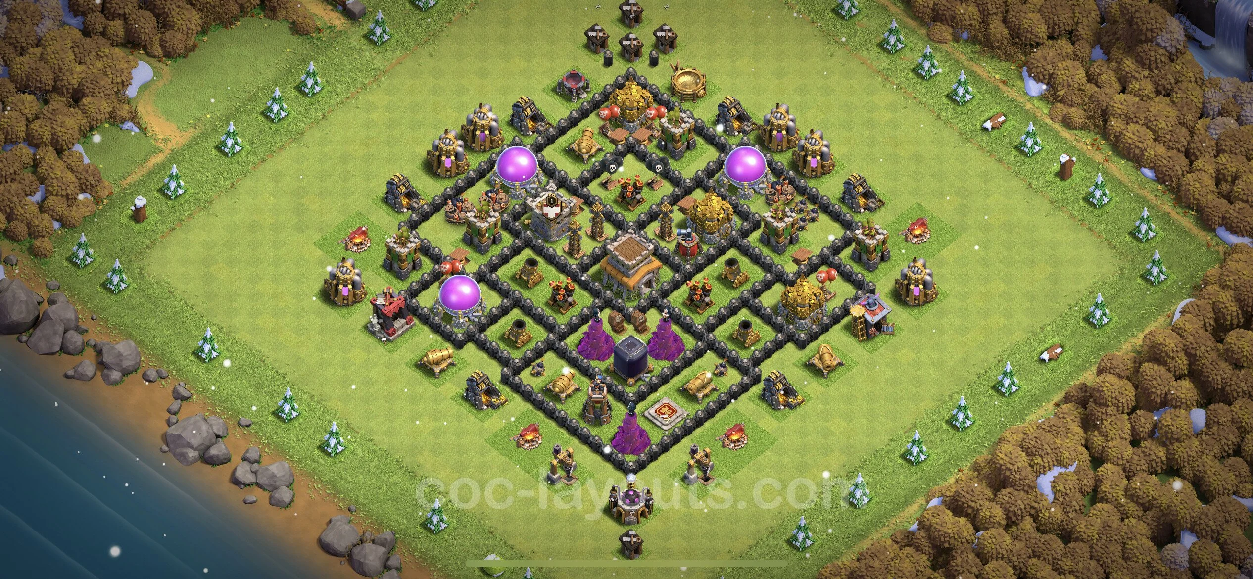 Anti 3 Stars Base TH8 with Link, Anti Air / Dragon - best plan / layout / design - Clash of Clans - (#252) — Défense TH8