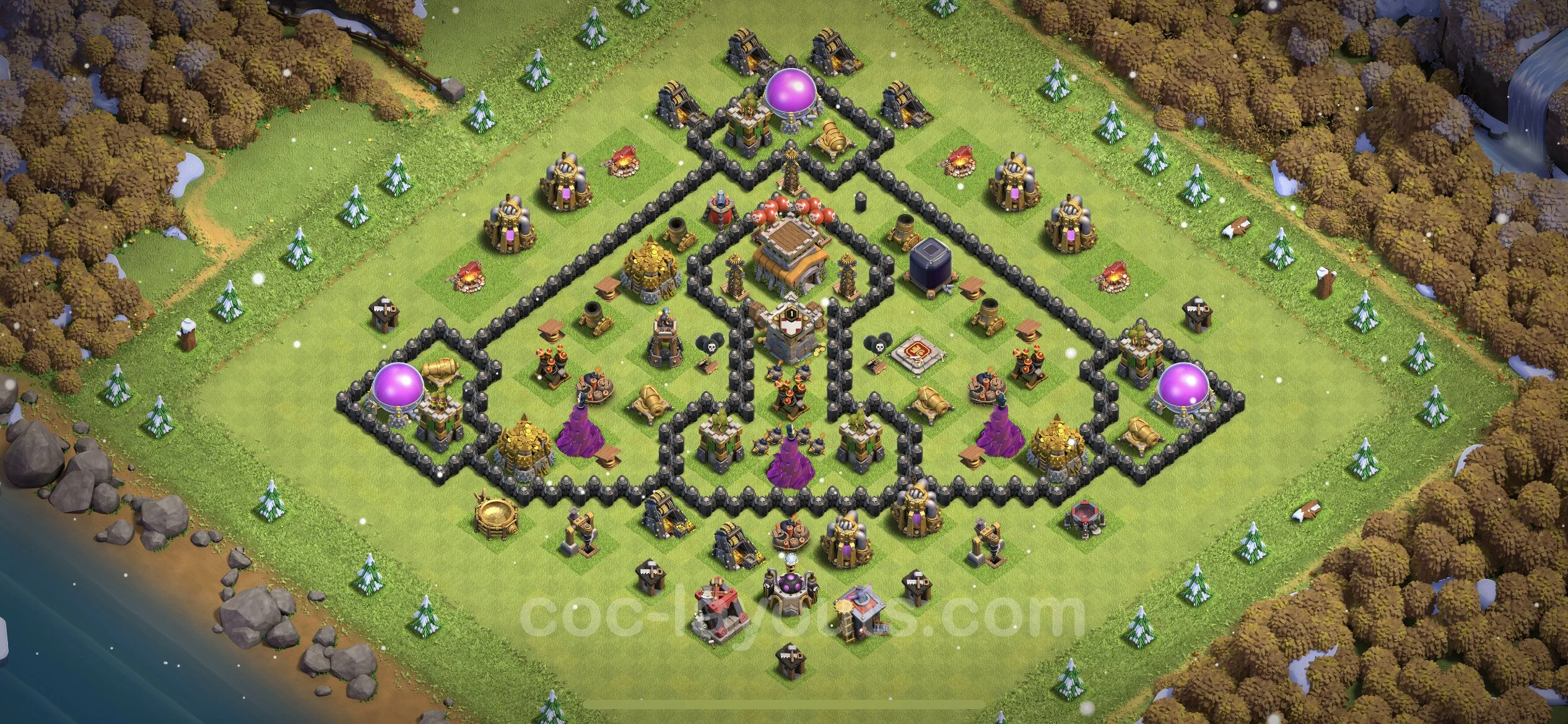 Defense (Trophy) Base TH8 with Link - plan / layout / design - Clash of Clans - (#254) — Obrona TH8