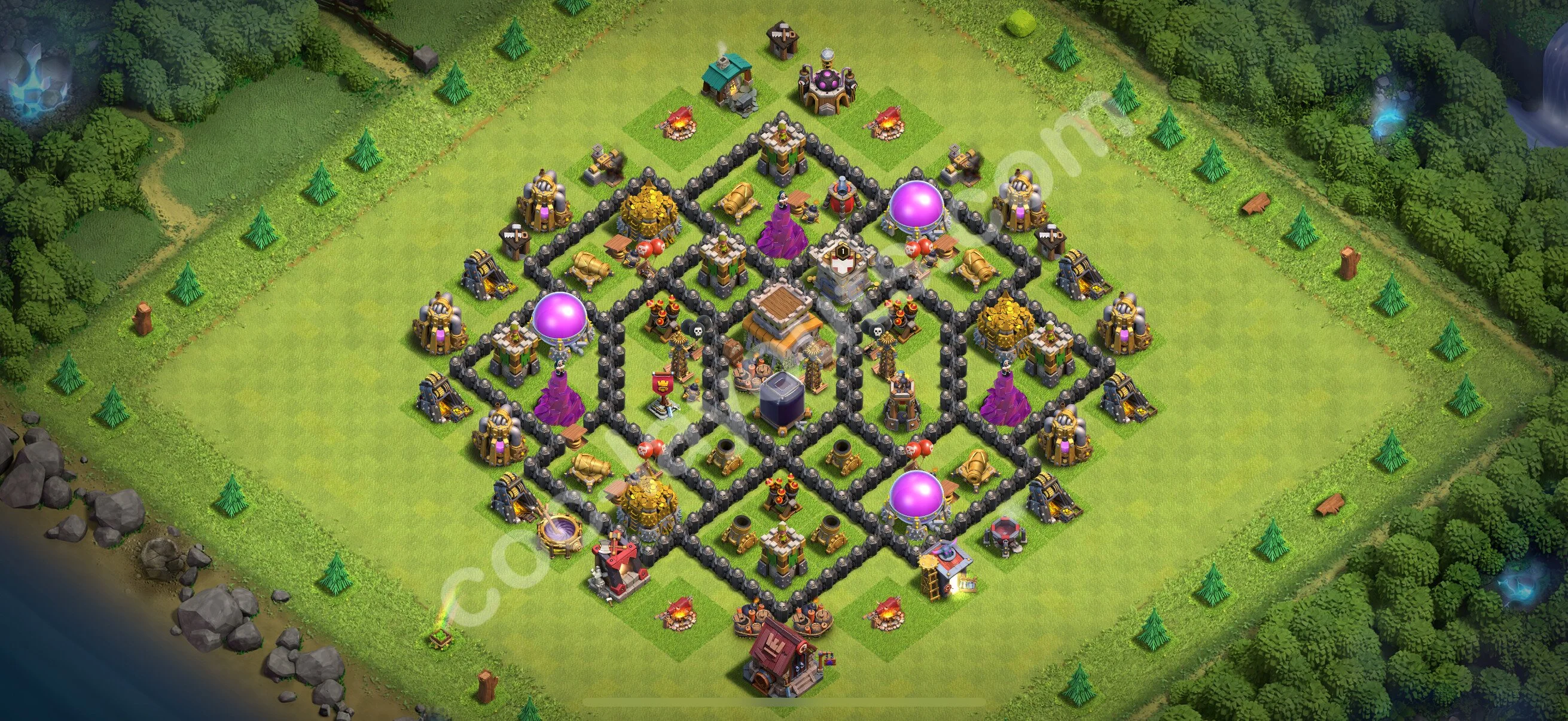 Anti 3 Stars Base TH8 with Link, Hybrid - best plan / layout / design - Clash of Clans 2026 - (#255) — Захист TH8