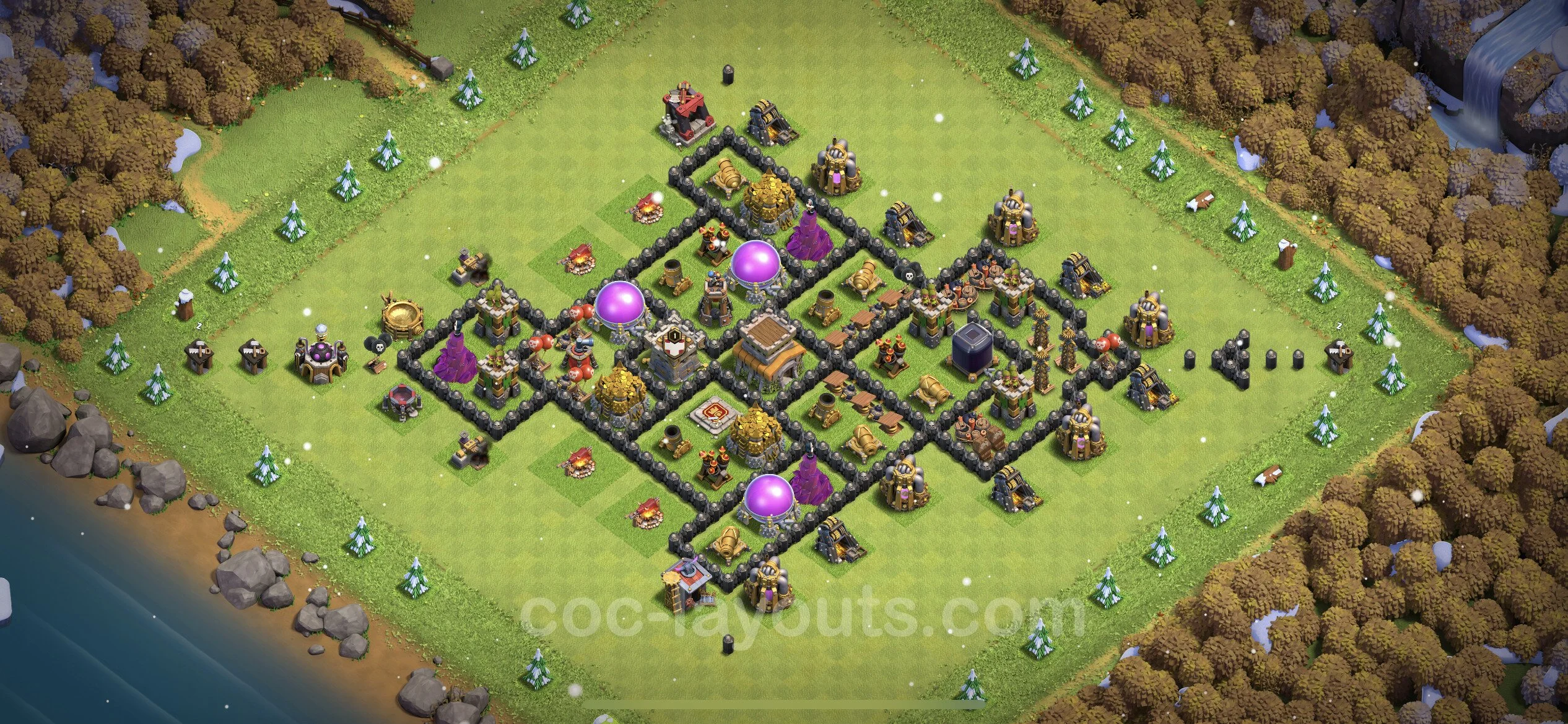 Anti 3 Stars Base TH8 with Link, Hybrid - best plan / layout / design - Clash of Clans - (#256) — Захист TH8