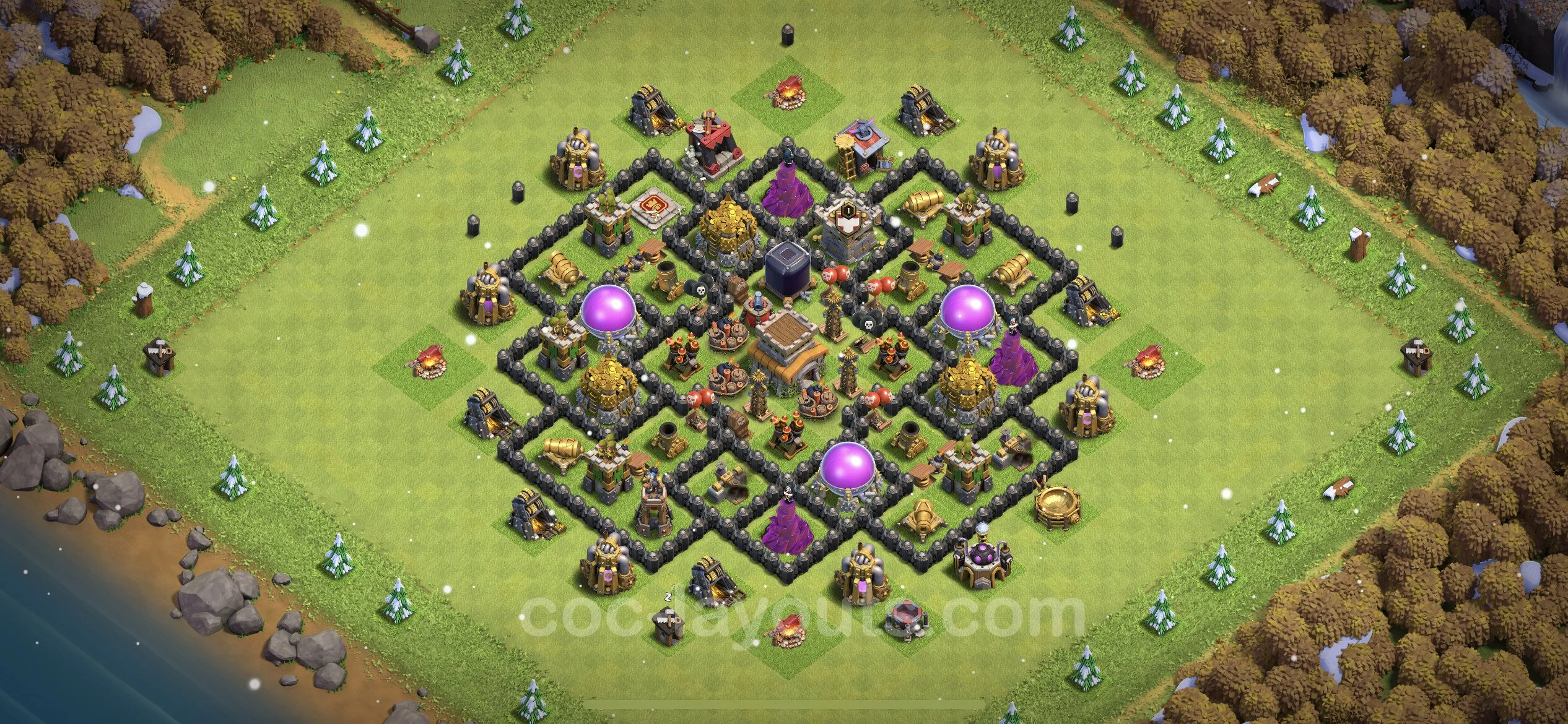 Top Base TH8 with Link, Hybrid - Anti Everything Defence Plan - Clash of Clans - (#258) — Verteidigung TH8