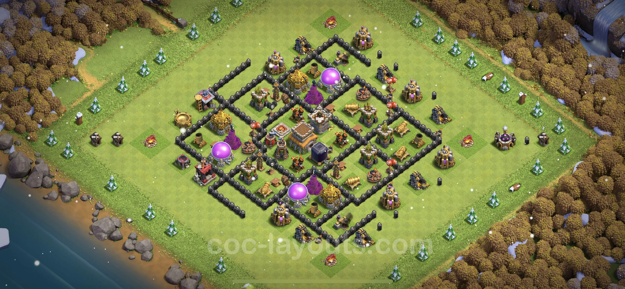 Anti 3 Stars Base TH8 with Link, Hybrid - best plan / layout / design - Clash of Clans - (#261) — Захист TH8