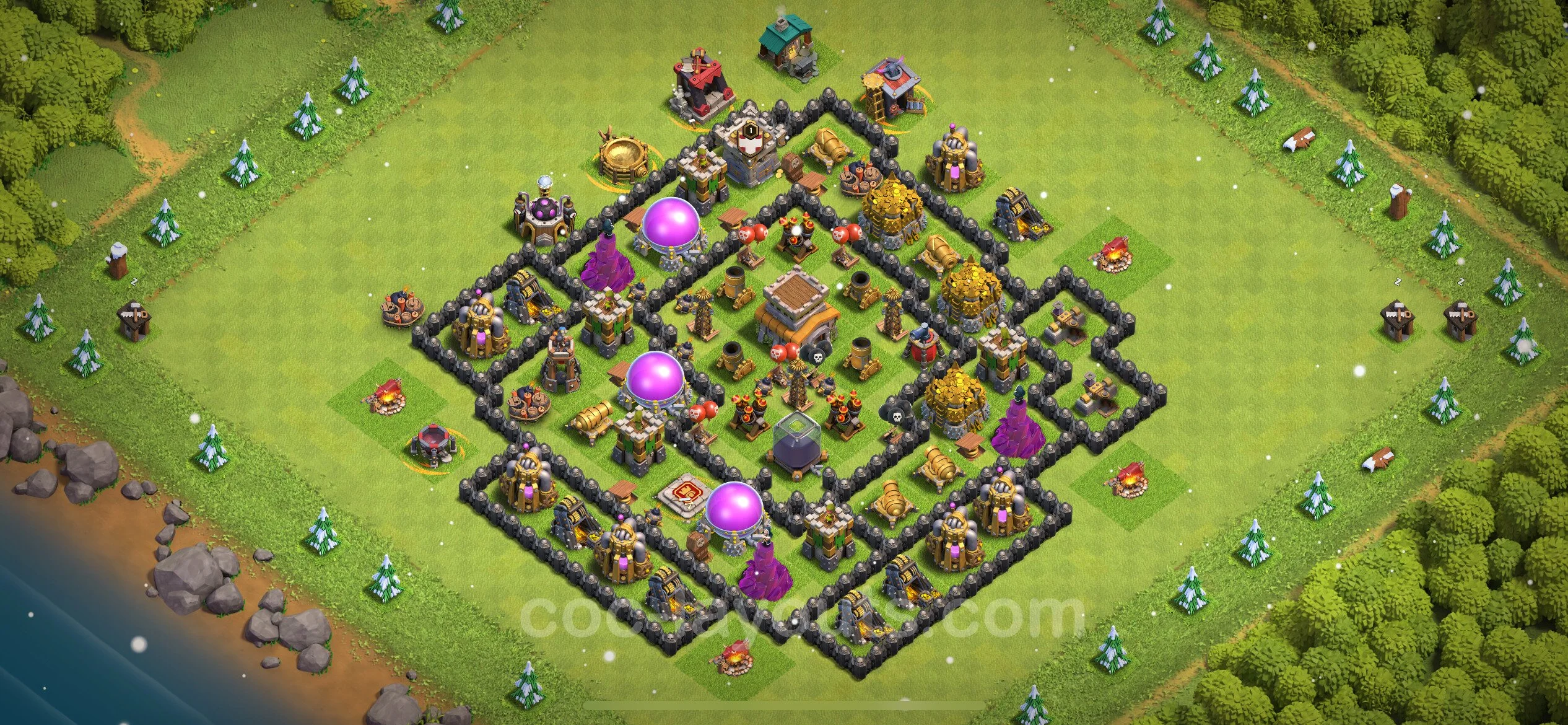 Base TH8 with Link, Anti 3 Stars Max Levels - defence plan / layout / design - Clash of Clans - (#264) — Захист TH8
