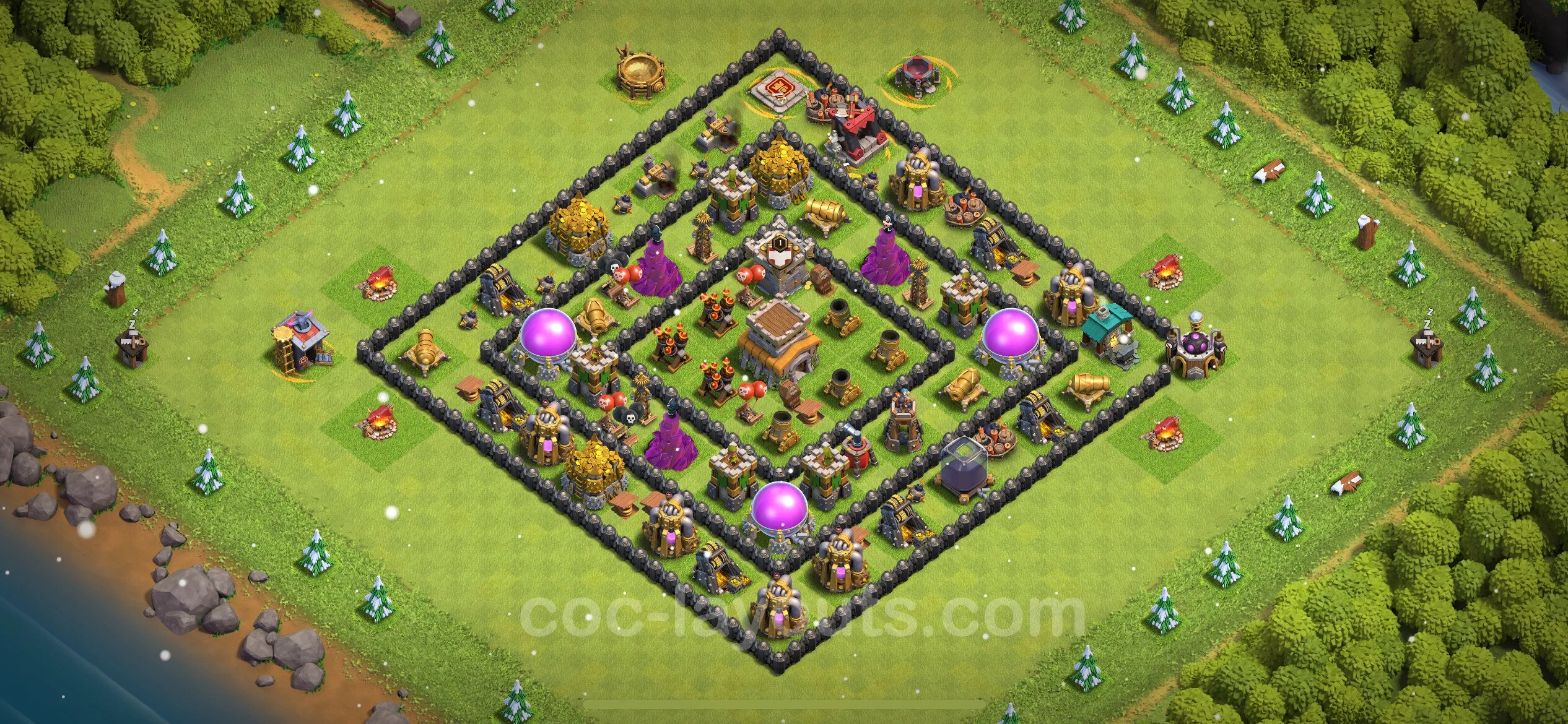 Top Base TH8 with Link, Anti 3 Stars - Anti P.E.K.K.A / Golem Defence Plan - Clash of Clans - (#265) — Verdediging TH8