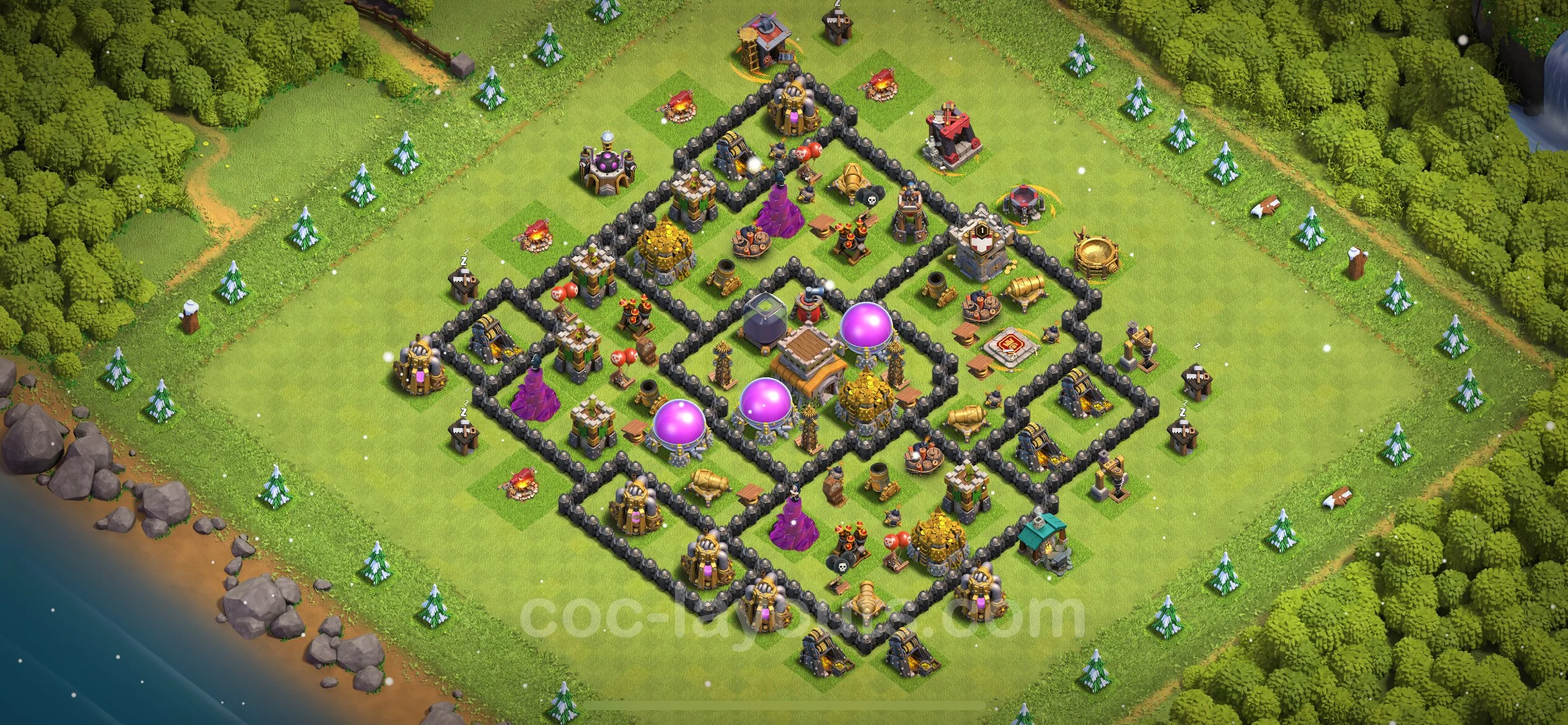 Anti 3 Stars Base TH8 with Link, Anti Air / Dragon - best plan / layout / design - Clash of Clans - (#267) — Défense TH8