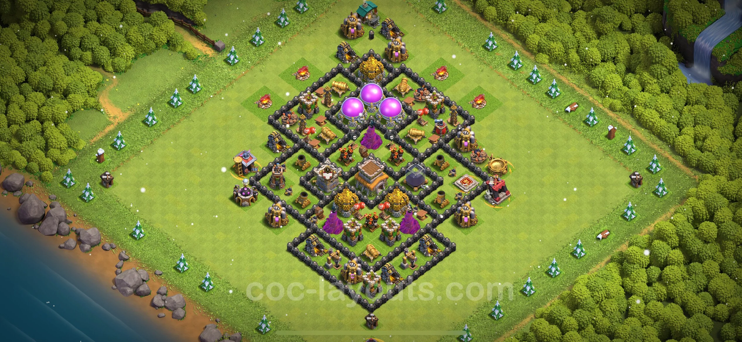Defense (Trophy) Base TH8 with Link, Legend League, Hybrid - plan / layout / design - Clash of Clans - (#269) — Défense TH8