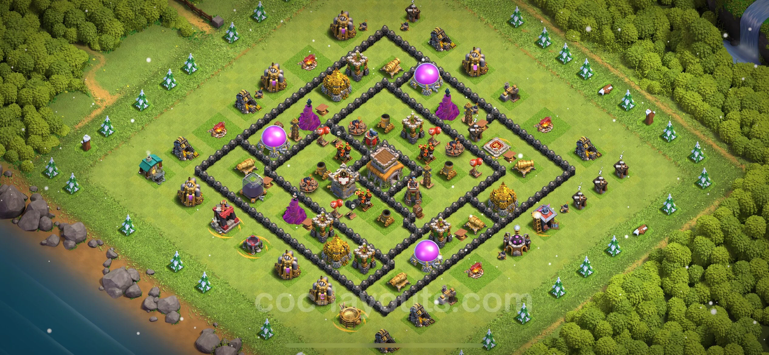 Anti 2 Stars Base TH8 with Link, Anti Everything - best plan / layout / design - Clash of Clans - (#273) — Защита TH8