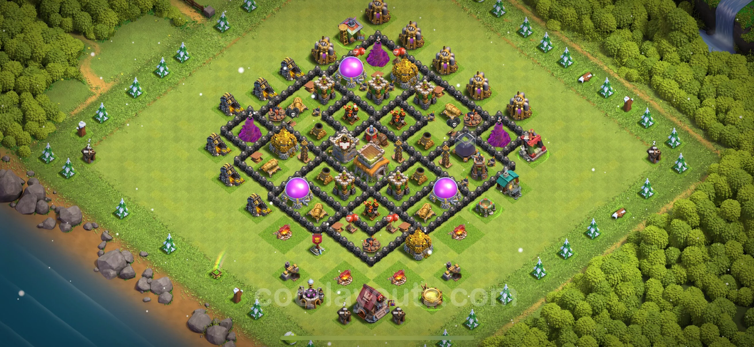 Top Base TH8 with Link, Anti 3 Stars - Anti Everything Defence Plan - Clash of Clans - (#277) — रक्षा TH8