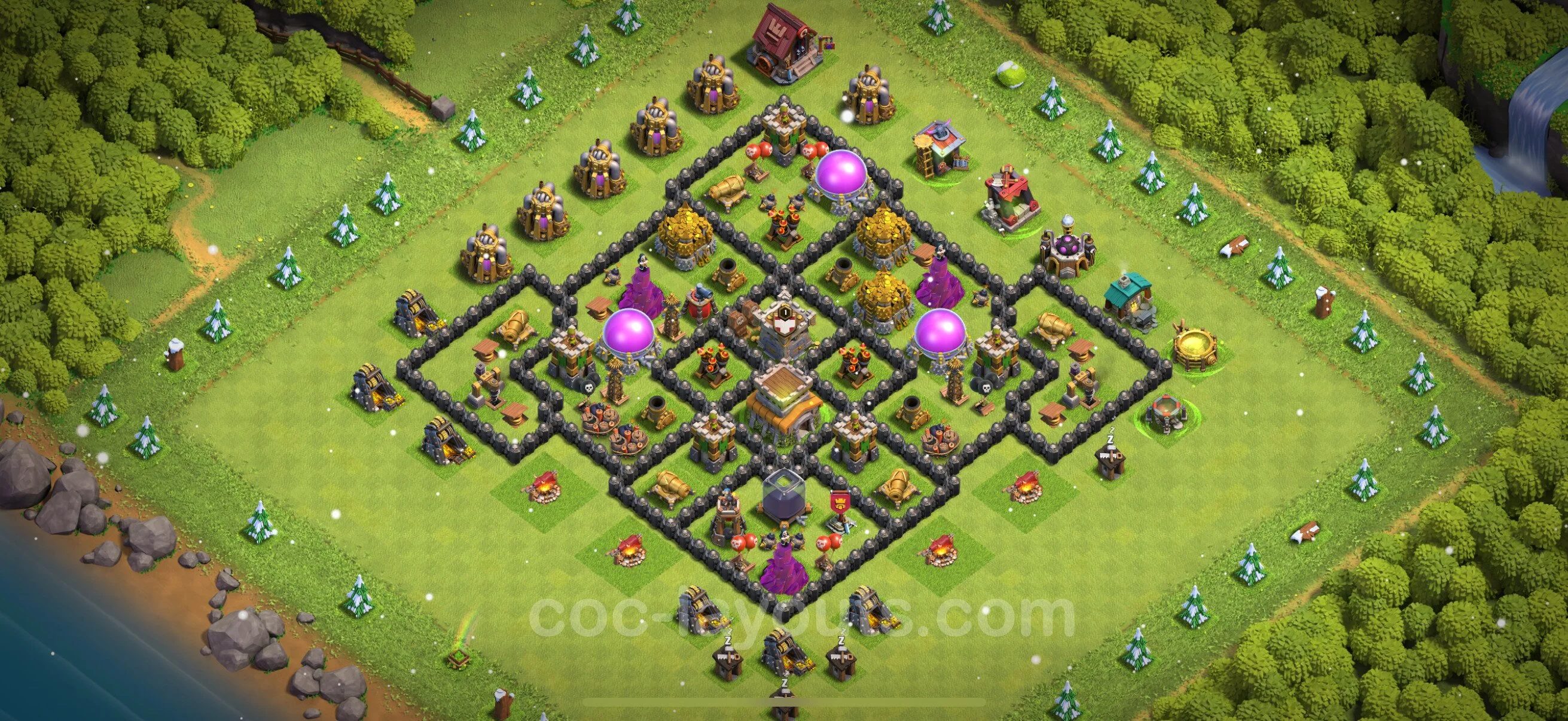 Top Base TH8 with Link, Hybrid - Anti Everything Defence Plan - Clash of Clans - (#279) — Verdediging TH8