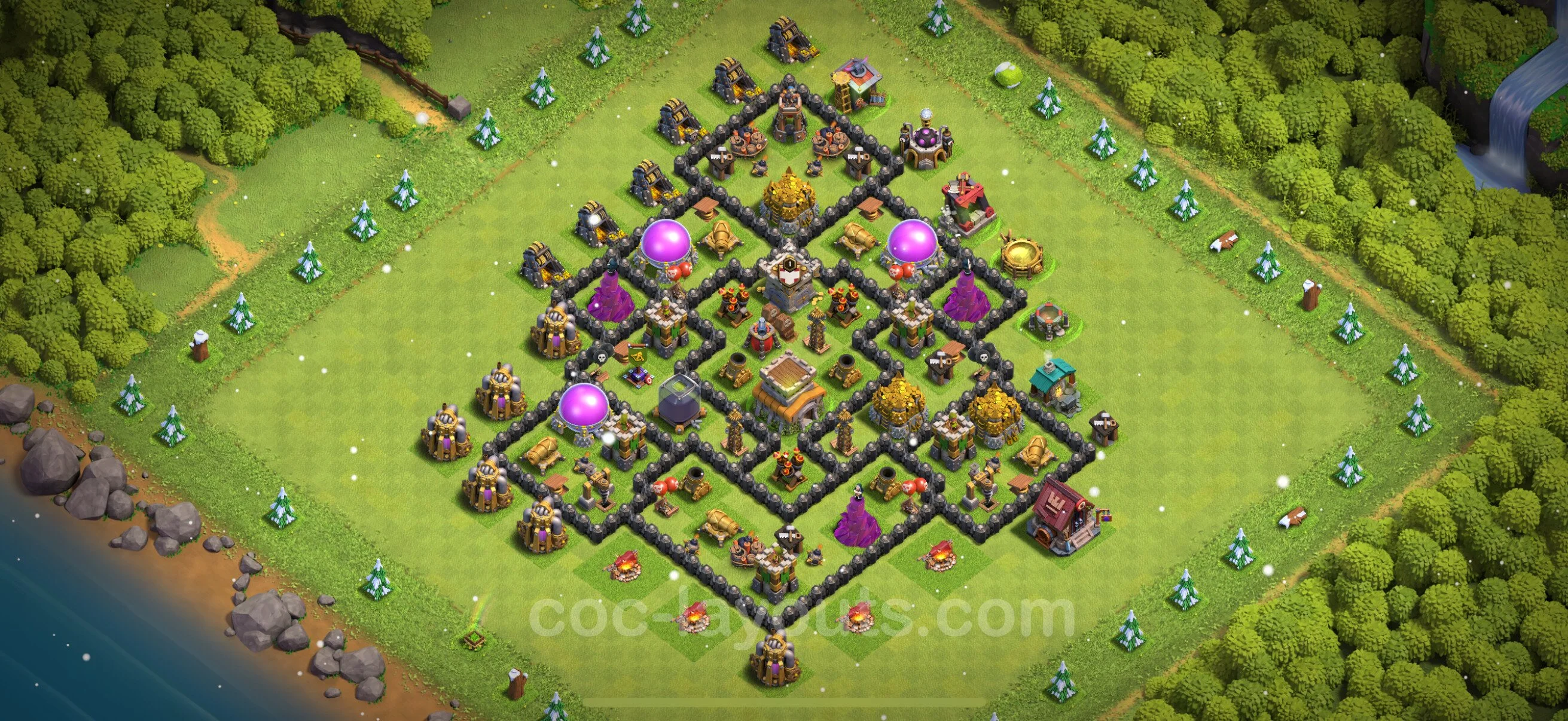 Top Base TH8 with Link, Hybrid - Anti Everything Defence Plan - Clash of Clans - (#280) — Verdediging TH8