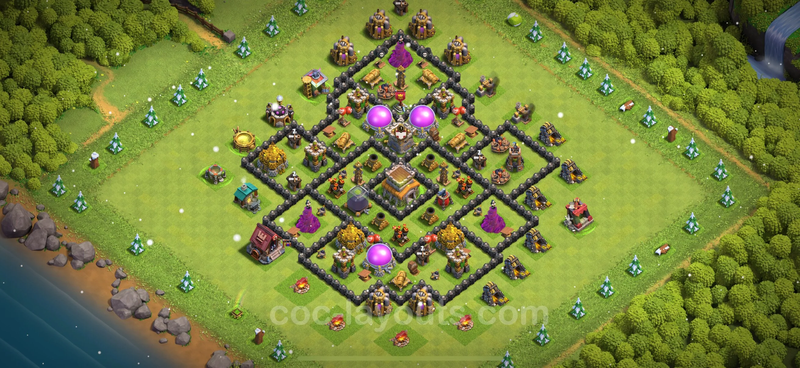 Top Base TH8 with Link, Hybrid - Anti Everything Defence Plan - Clash of Clans - (#282) — Verteidigung TH8