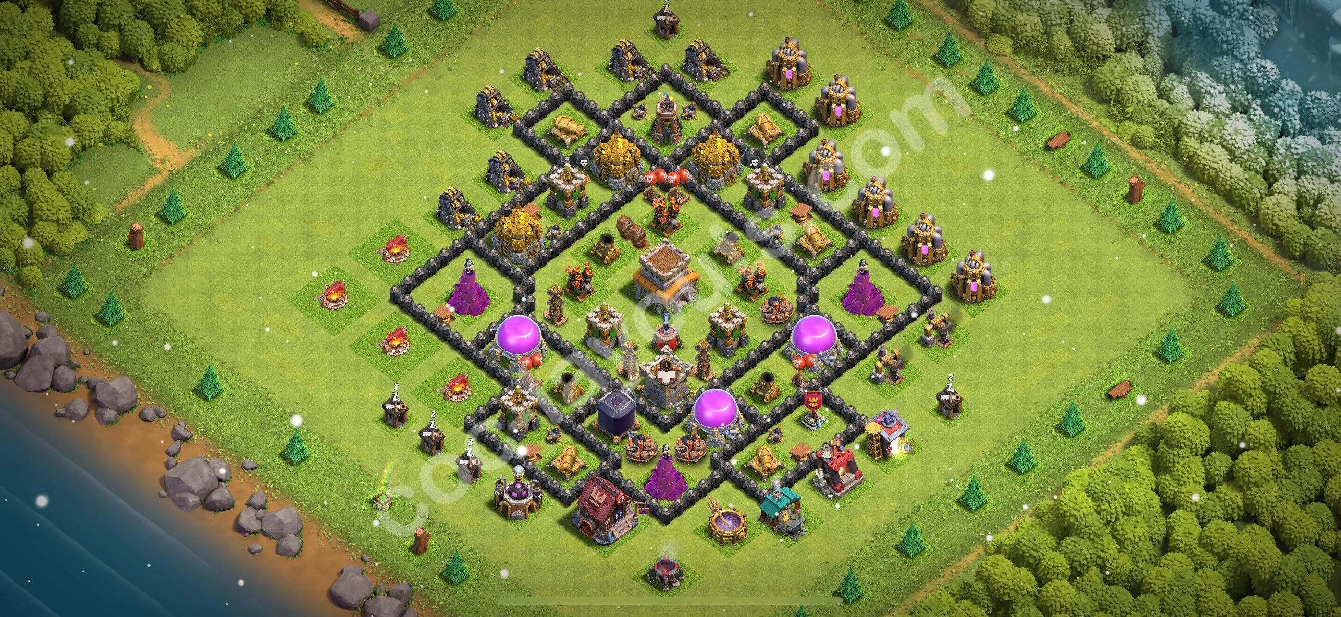 Anti 2 Stars Base TH8 with Link, Anti Everything - best plan / layout / design - Clash of Clans 2026 - (#283) — Savunma TH8
