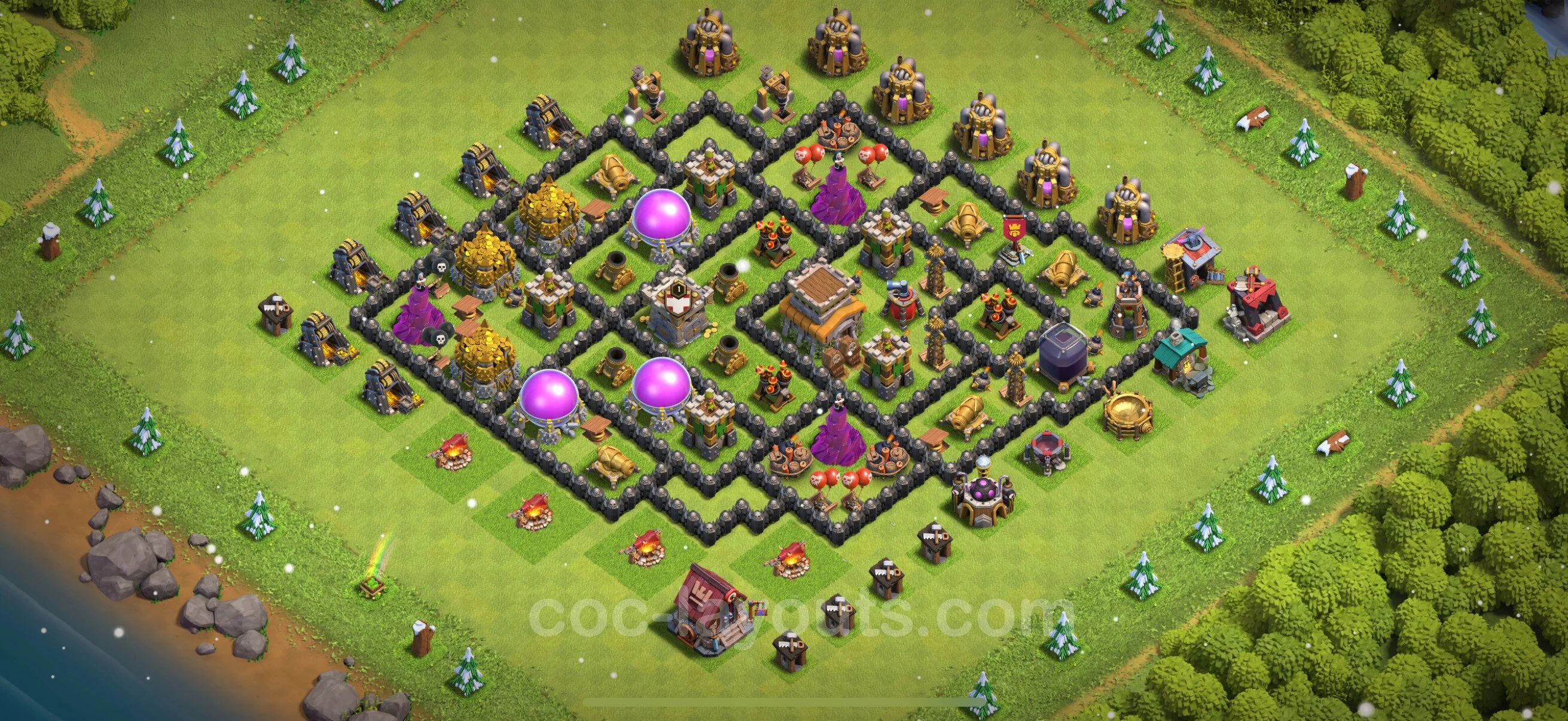 Defense (Trophy) Base TH8 with Link - plan / layout / design - Clash of Clans - (#284) — Защита TH8
