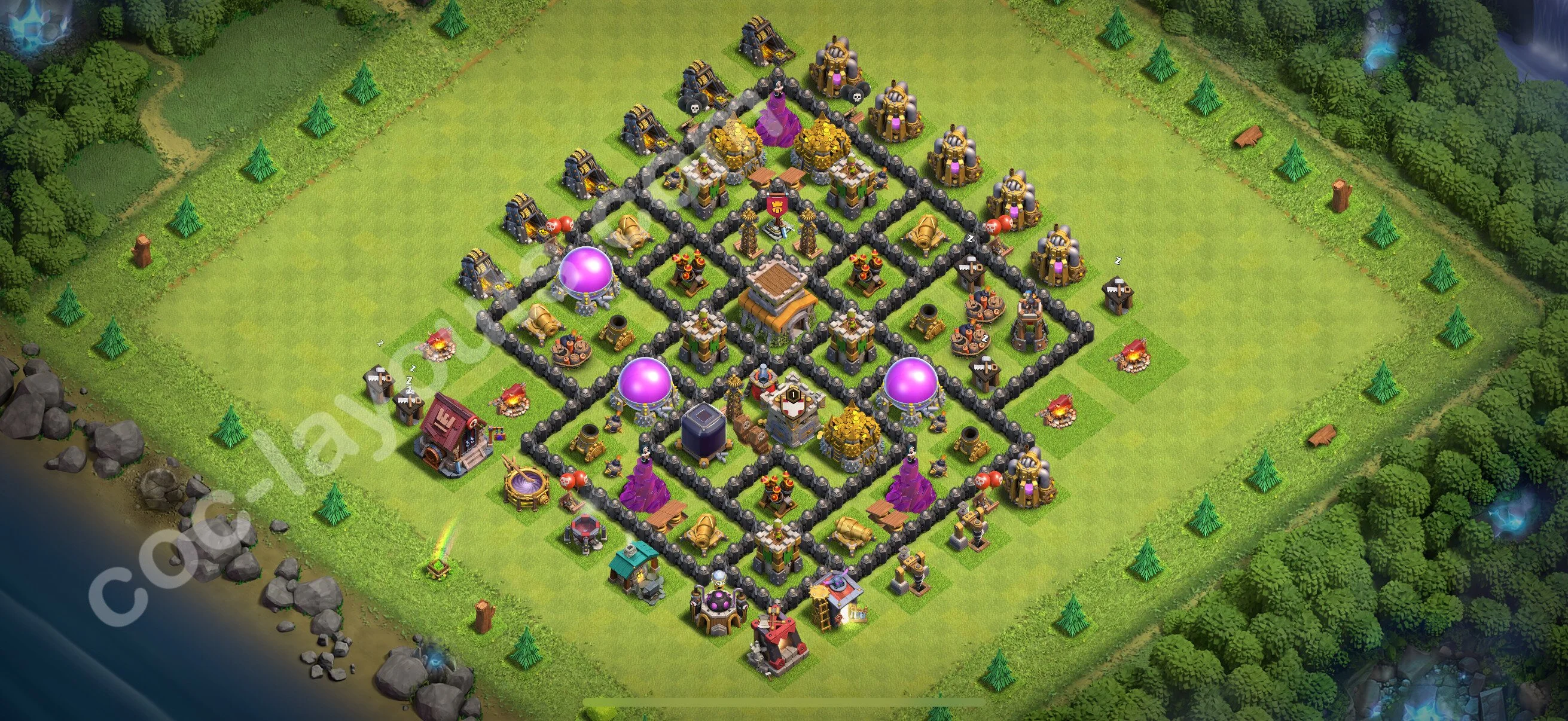 Base TH8 with Link, Hybrid Max Levels - defence plan / layout / design - Clash of Clans 2026 - (#285) — Defense TH8