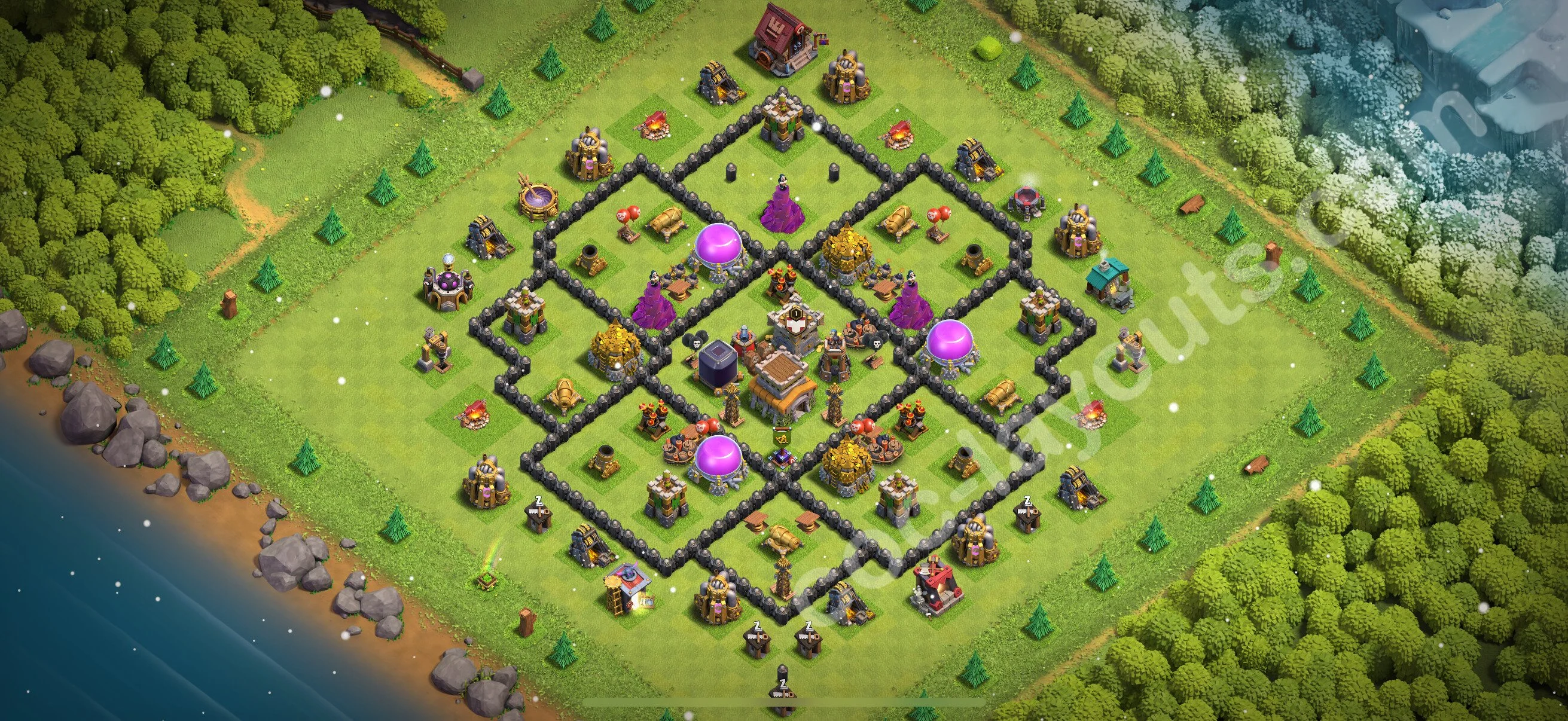 Anti 3 Stars Base TH8 with Link - best plan / layout / design - Clash of Clans 2026 - (#287) — Захист TH8
