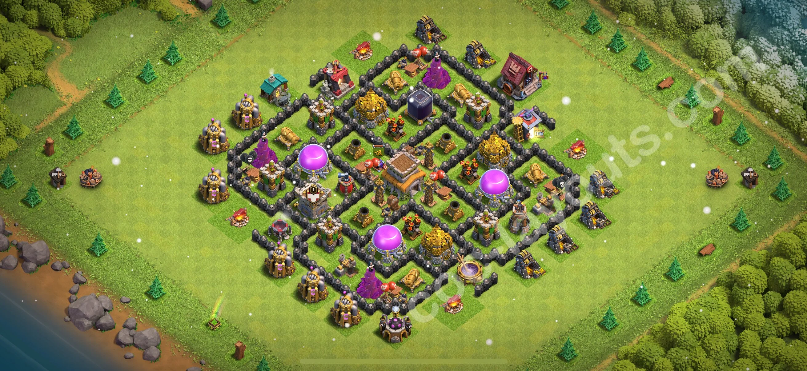 Anti 2 Stars Base TH8 with Link, Hybrid - best plan / layout / design - Clash of Clans 2026 - (#289) — Savunma TH8