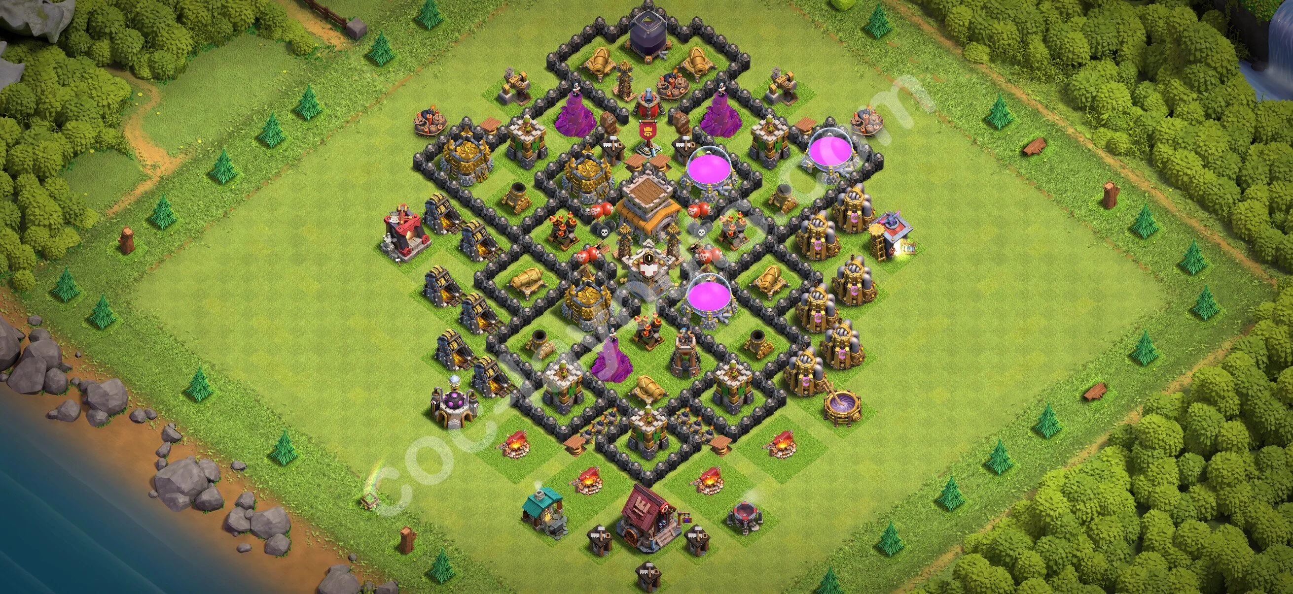 Defense (Trophy) Base TH8 with Link - plan / layout / design - Clash of Clans 2026 - (#290) — Защита TH8