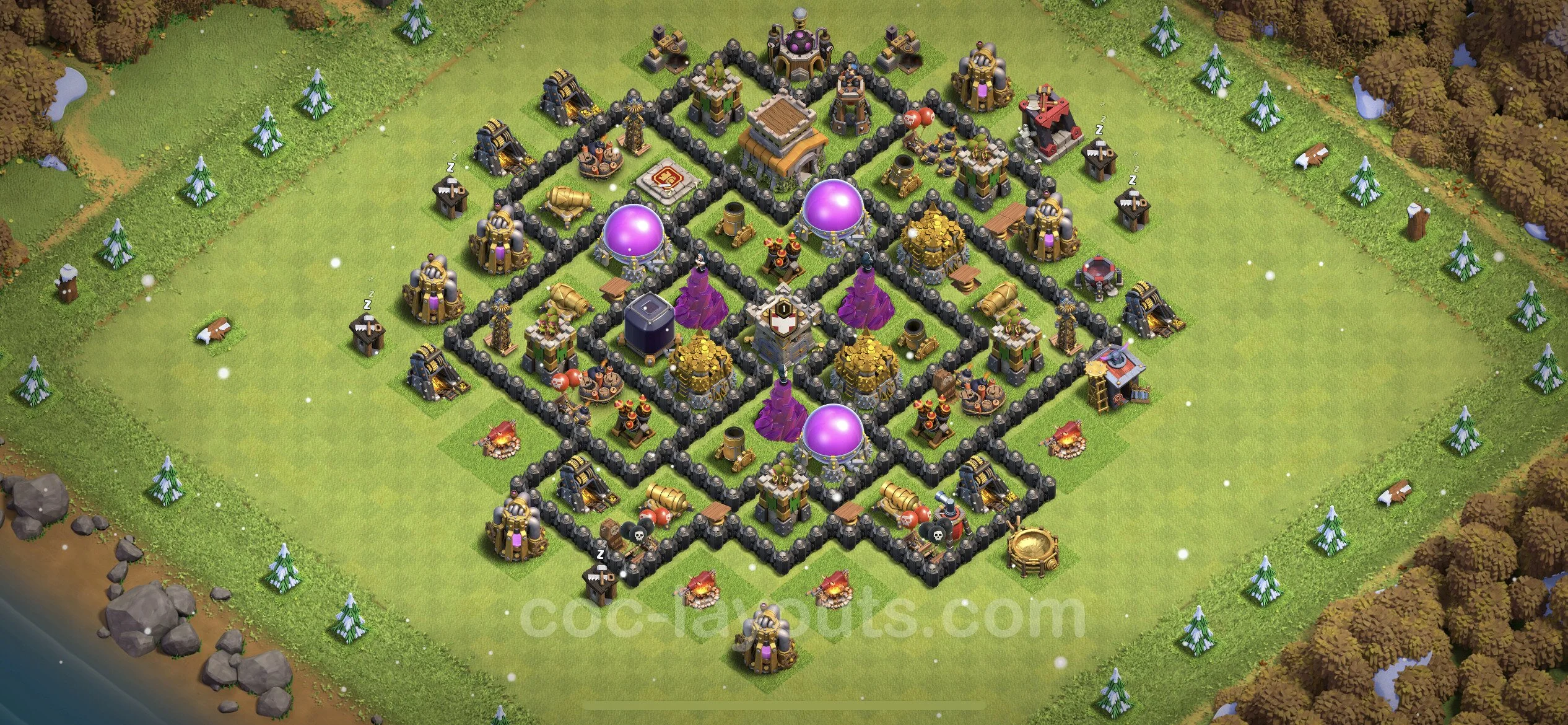 Farming Base TH8 Max Levels with Link, Anti 3 Stars - plan / layout / design - Clash of Clans - (#127)