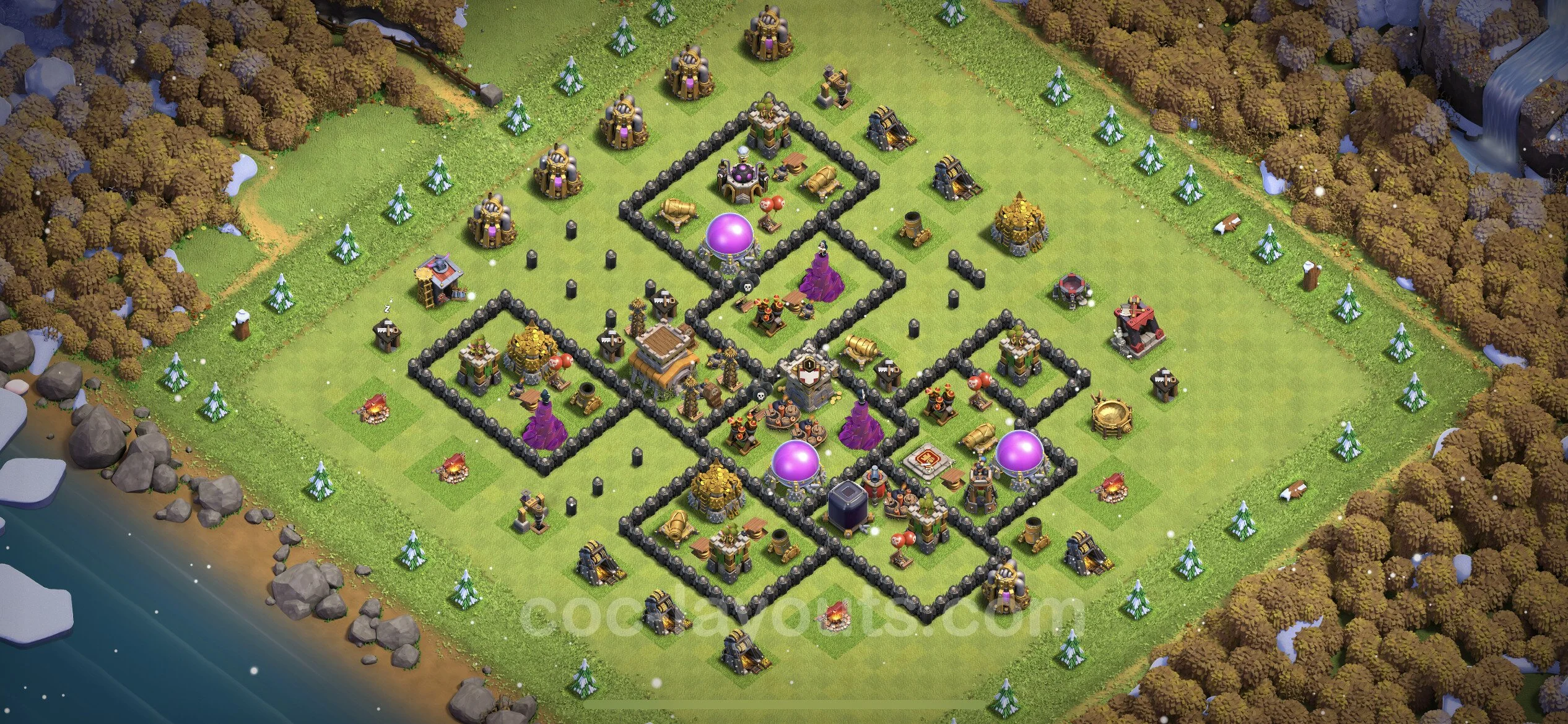 Farming Base TH8 Max Levels with Link, Hybrid - plan / layout / design - Clash of Clans - (#128)