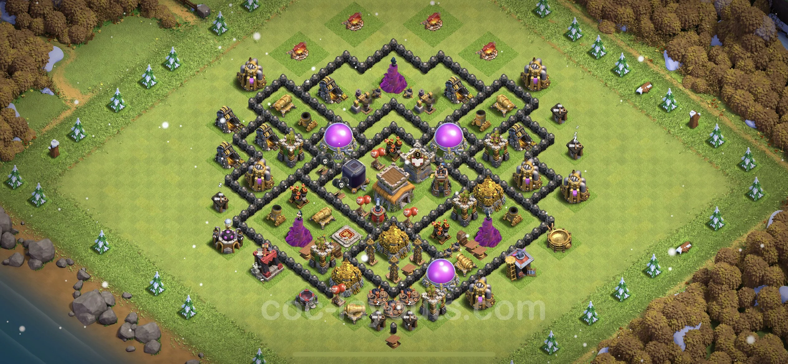 Farming Base TH8 with Link, Anti Everything, Hybrid - plan / layout / design - Clash of Clans - (#132)
