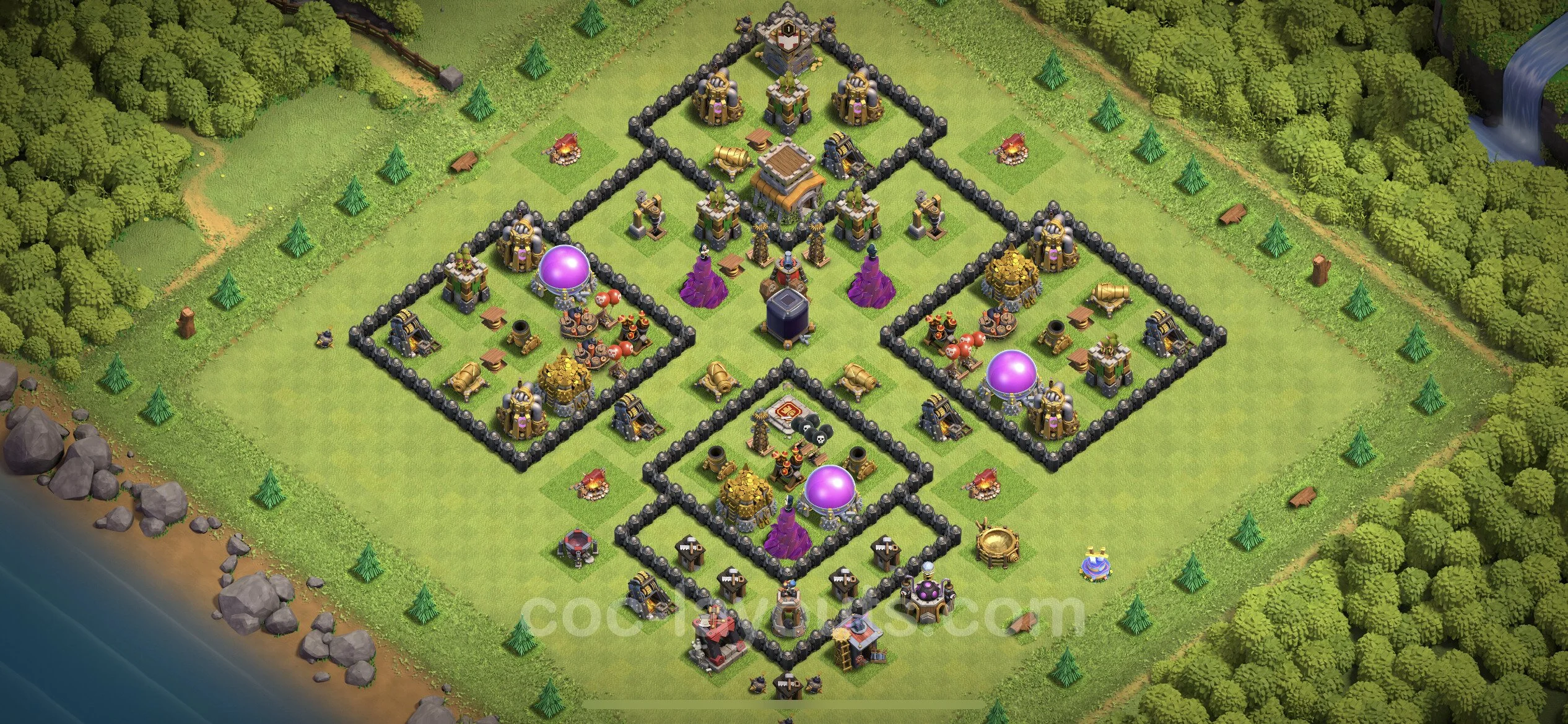 Farming Base TH8 Max Levels with Link, Anti Air / Dragon, Hybrid - plan / layout / design - Clash of Clans - (#135) — Farma TH8