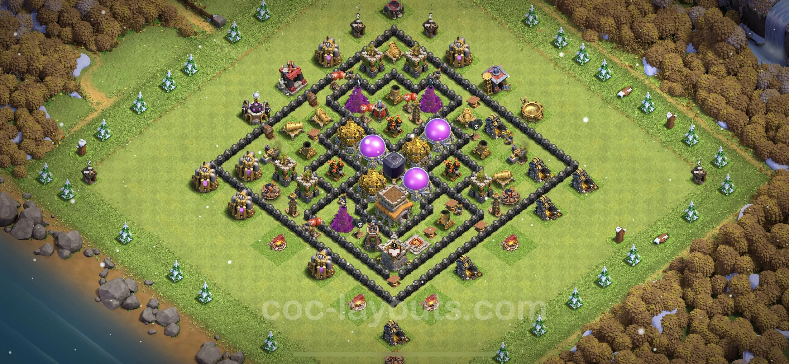 Farming Base TH8 Max Levels with Link, Anti Everything - plan / layout / design - Clash of Clans - (#264) — Farma TH8