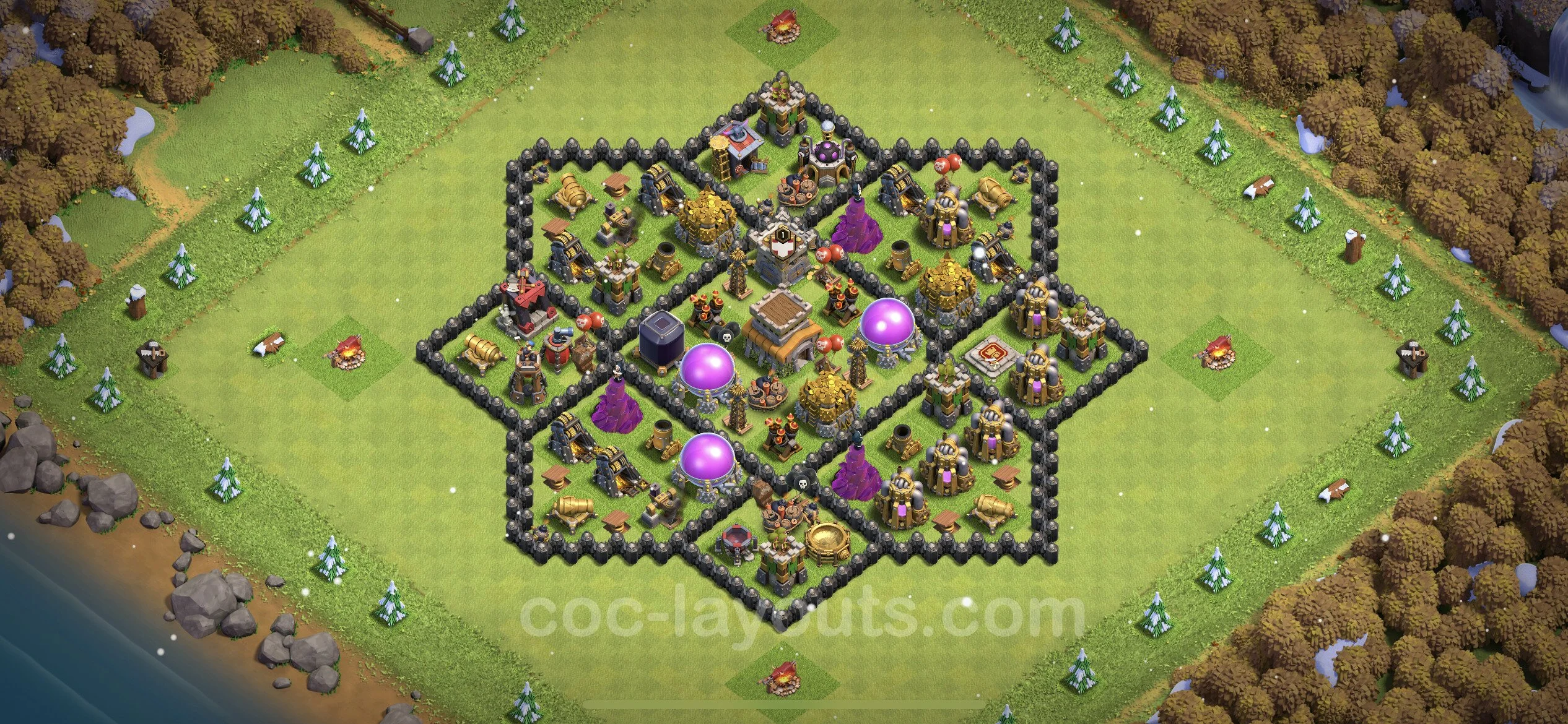 Farming Base TH8 with Link, Hybrid - plan / layout / design - Clash of Clans - (#265) — Farming TH8