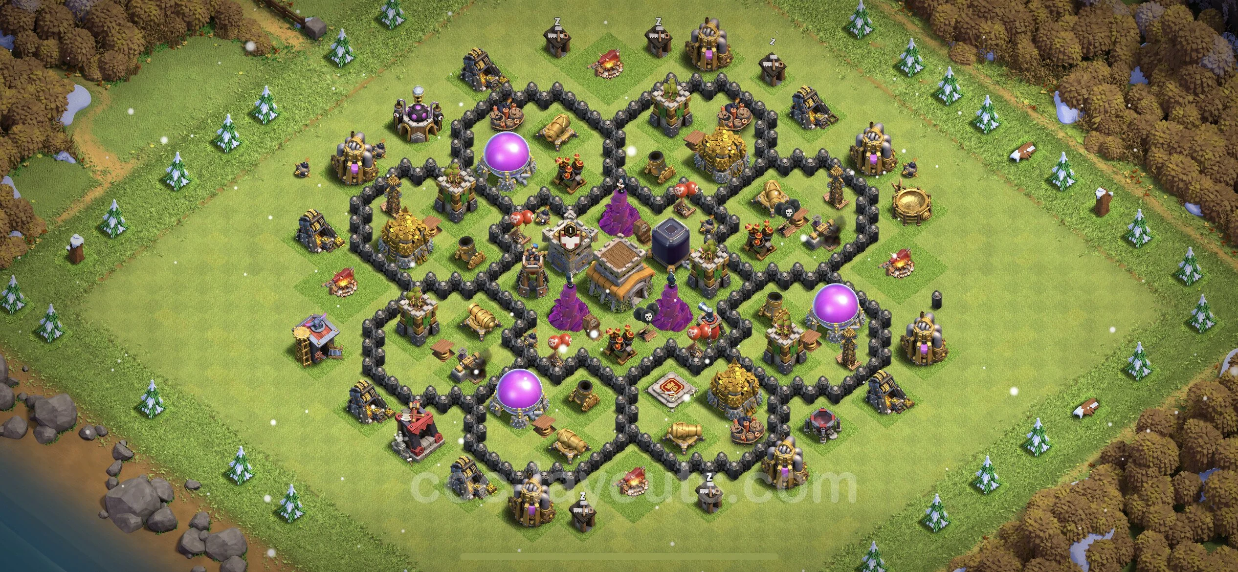 Farming Base TH8 Max Levels with Link, Anti 3 Stars, Anti Everything - plan / layout / design - Clash of Clans - (#266) — Farm TH8