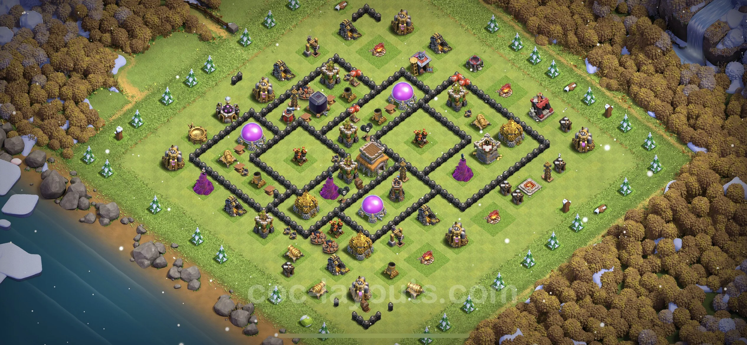 Farming Base TH8 Max Levels with Link, Anti Air / Dragon - plan / layout / design - Clash of Clans - (#269) — Farm TH8