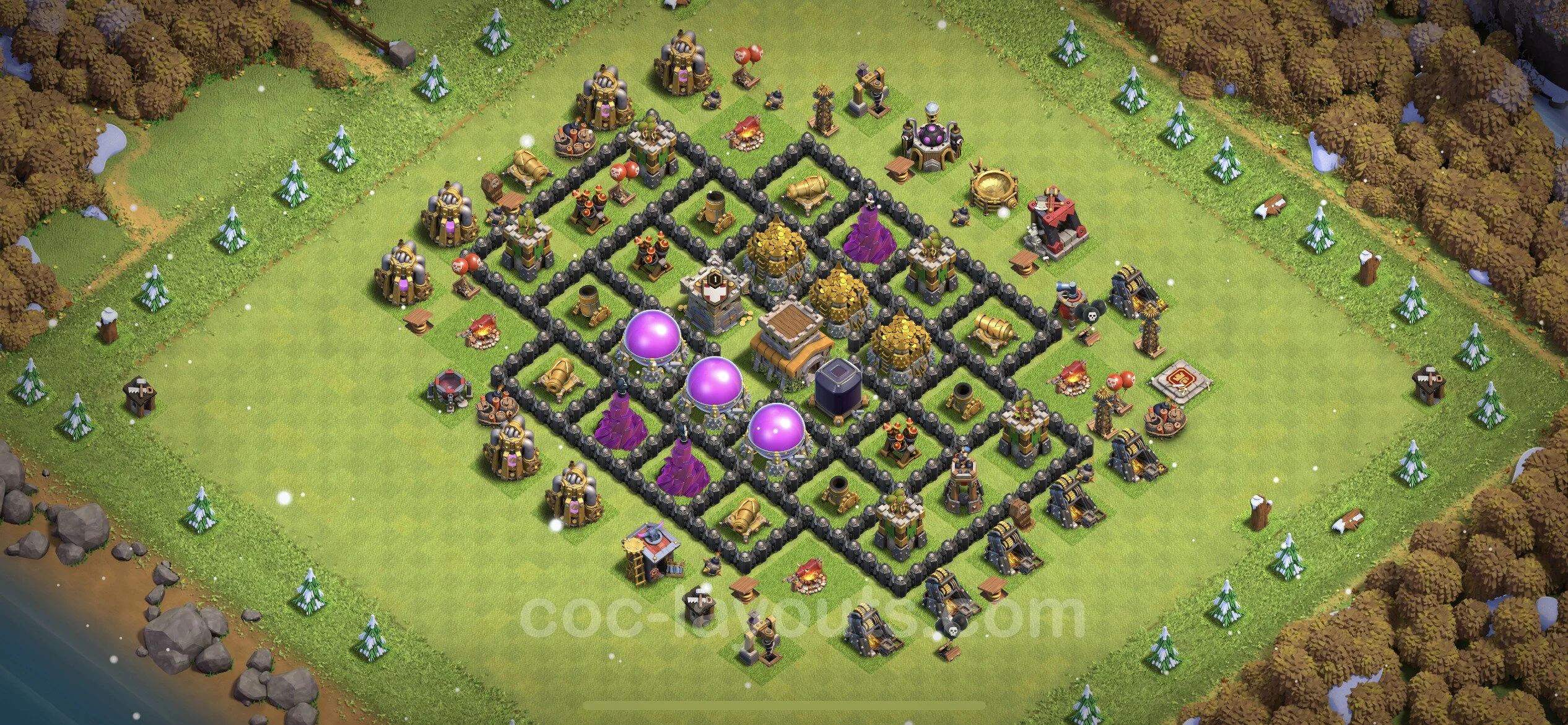 Farming Base TH8 with Link, Anti Everything, Hybrid - plan / layout / design - Clash of Clans - (#271) — Farm TH8