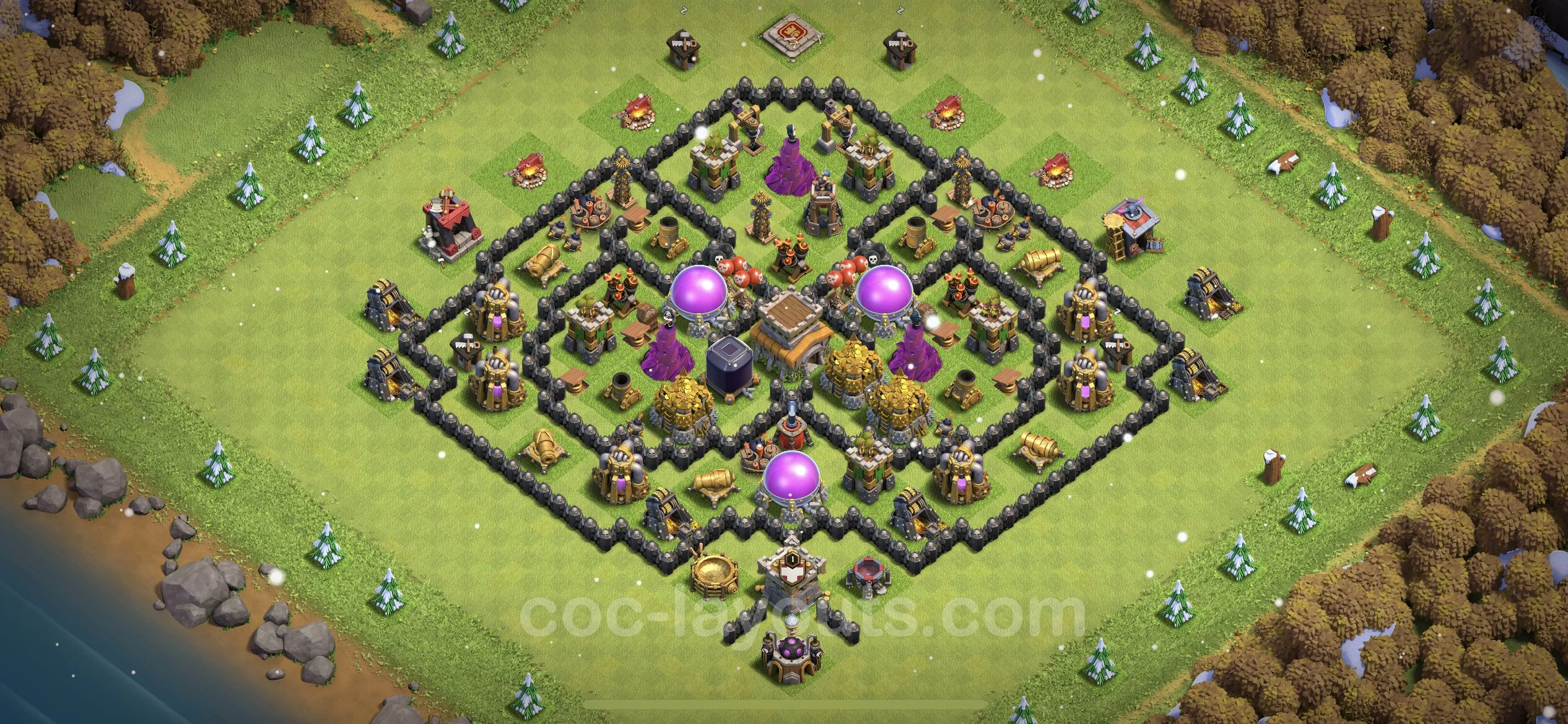 Farming Base TH8 Max Levels with Link, Hybrid - plan / layout / design - Clash of Clans - (#272) — Фарм TH8