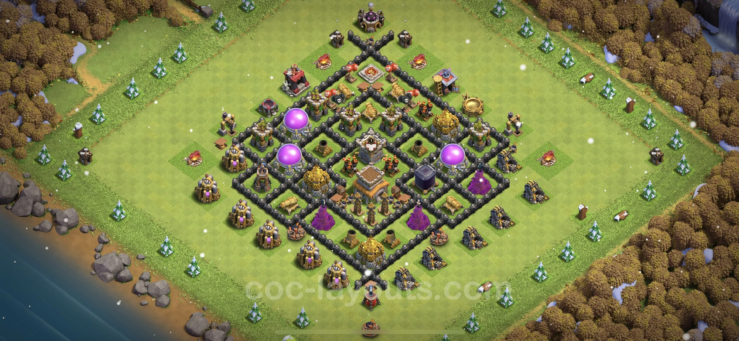 Farming Base TH8 with Link, Anti Everything, Hybrid - plan / layout / design - Clash of Clans - (#274) — Фарм TH8