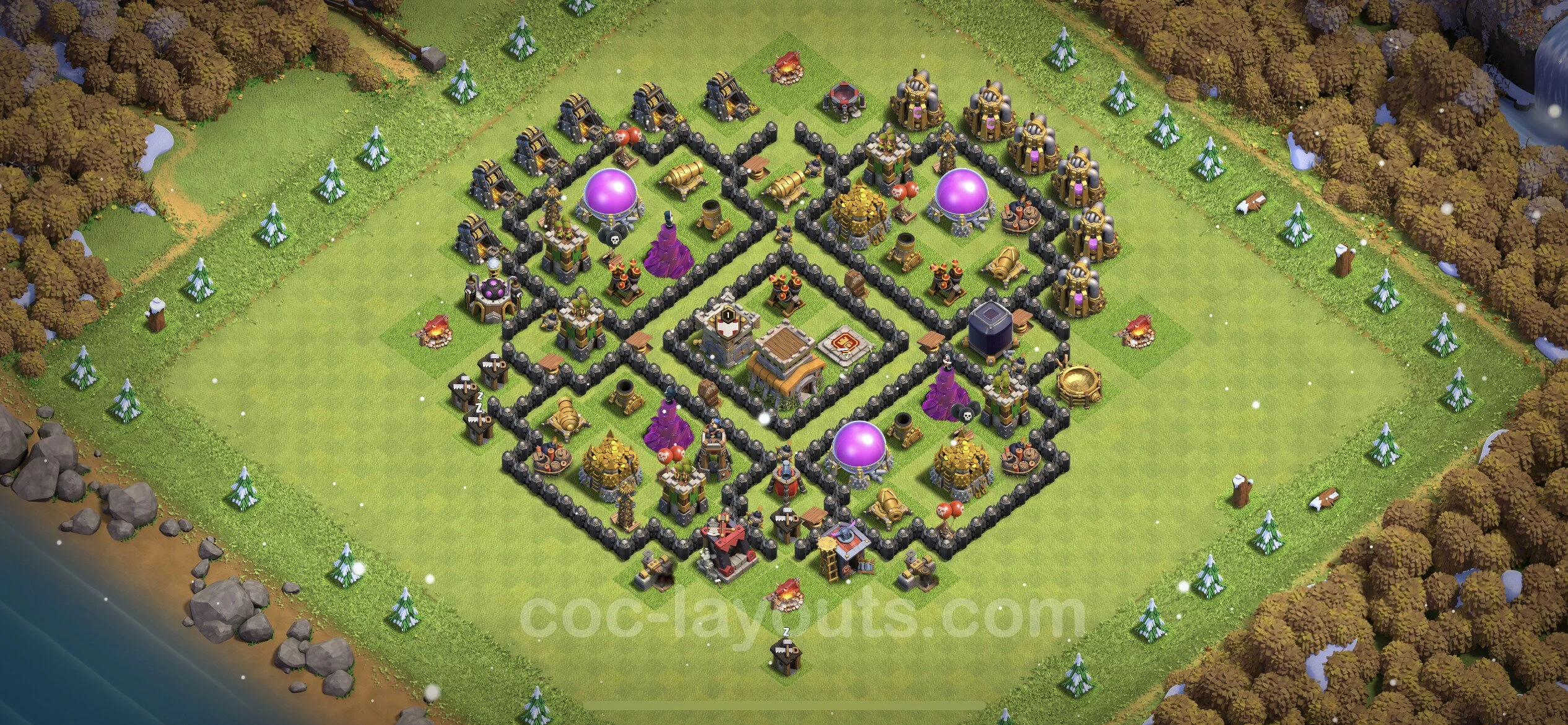 Farming Base TH8 Max Levels with Link, Anti 3 Stars, Hybrid - plan / layout / design - Clash of Clans - (#275) — Farming TH8