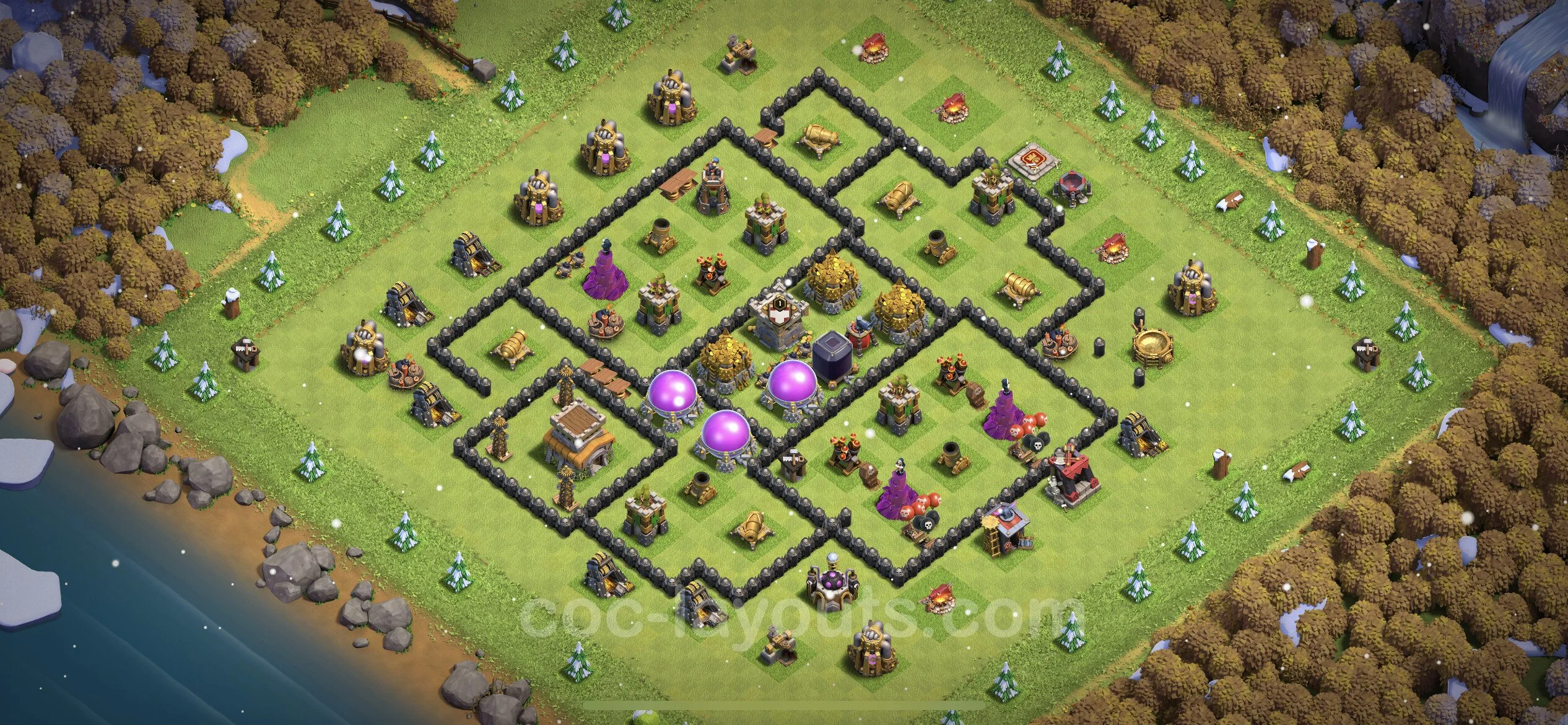 Farming Base TH8 Max Levels with Link, Anti Everything - plan / layout / design - Clash of Clans - (#277) — Recursos TH8