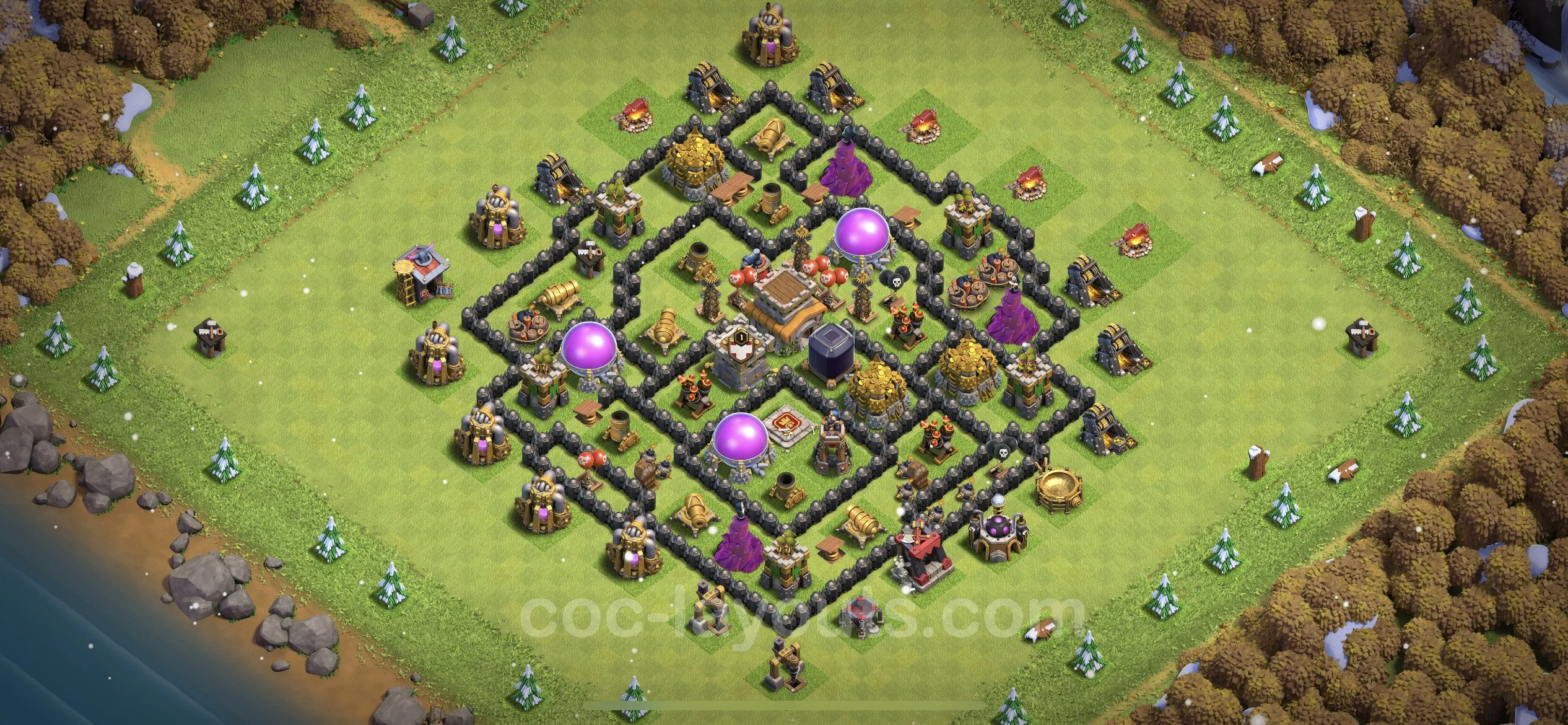 Farming Base TH8 with Link, Anti Everything, Hybrid - plan / layout / design - Clash of Clans - (#278) — Farming TH8